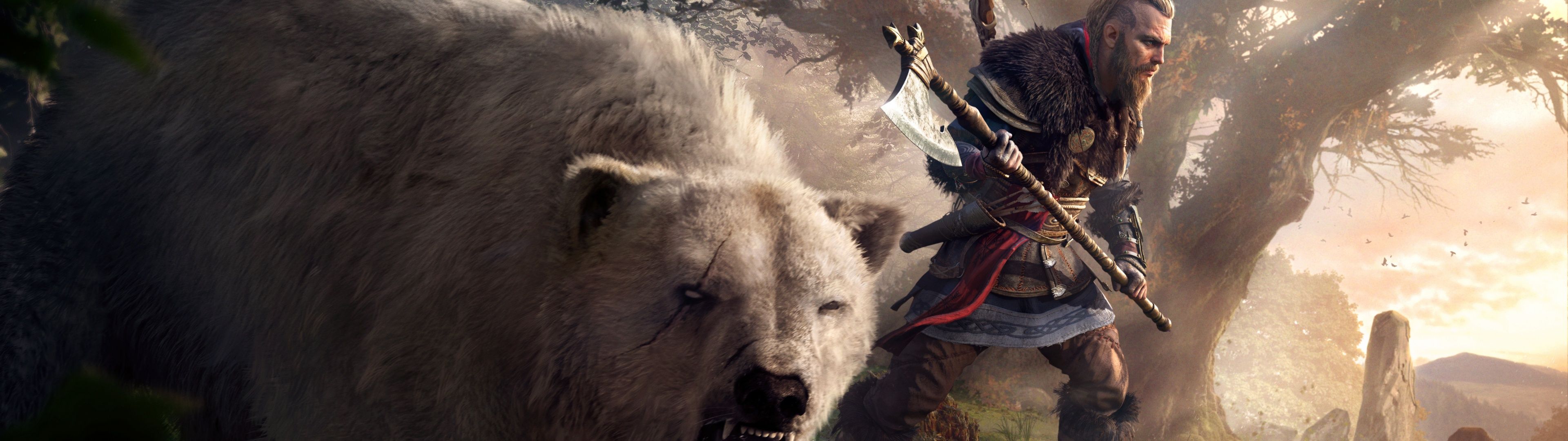 3840x1080 Eivor Wallpaper 4K, Viking raider