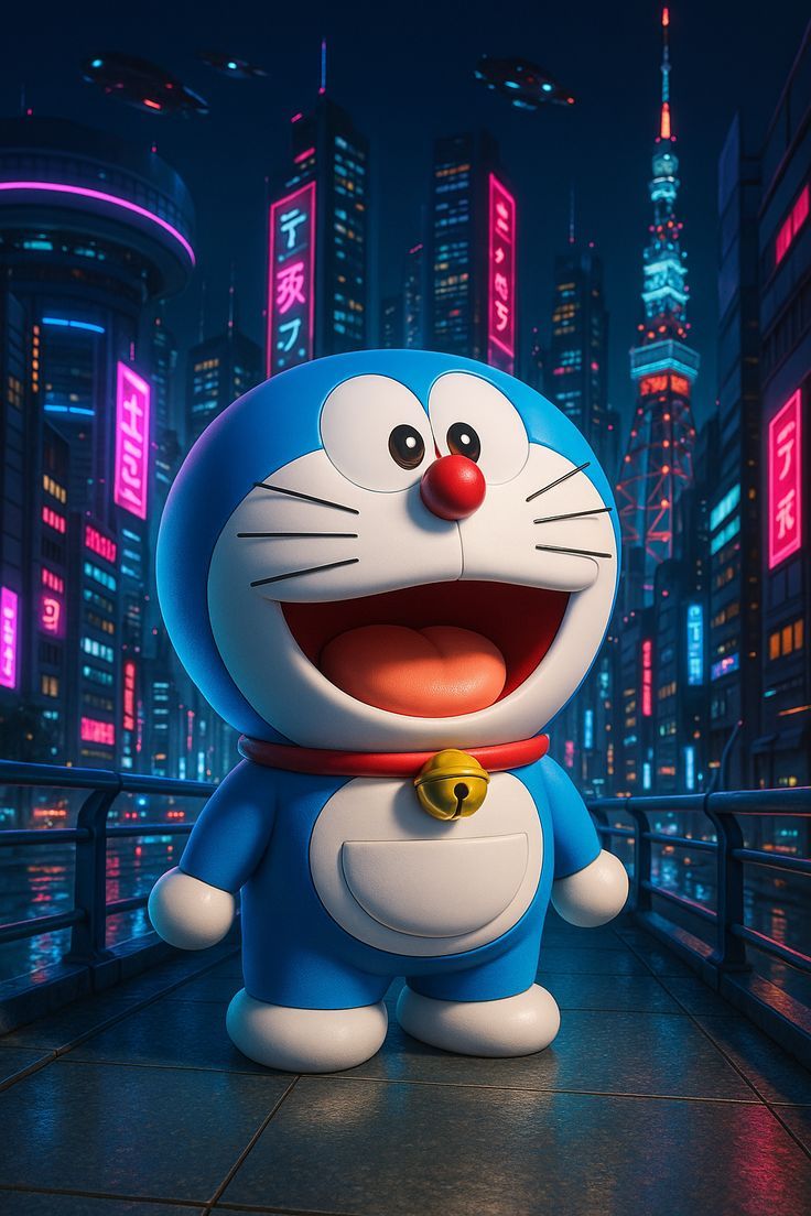736x1104 Doraemon in city