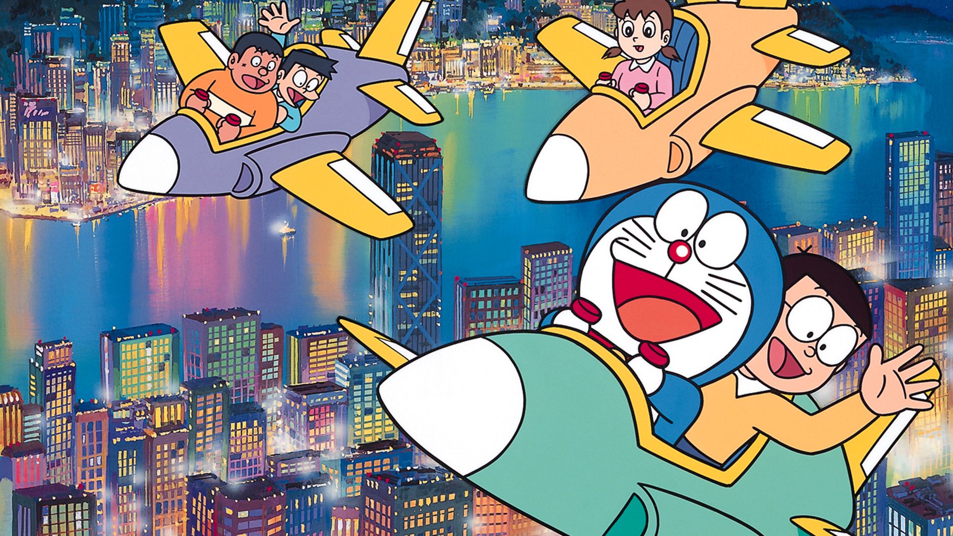 1920x1080 Doraemon And Friends Are Flying On Flight HD Doraemon Wallpaper