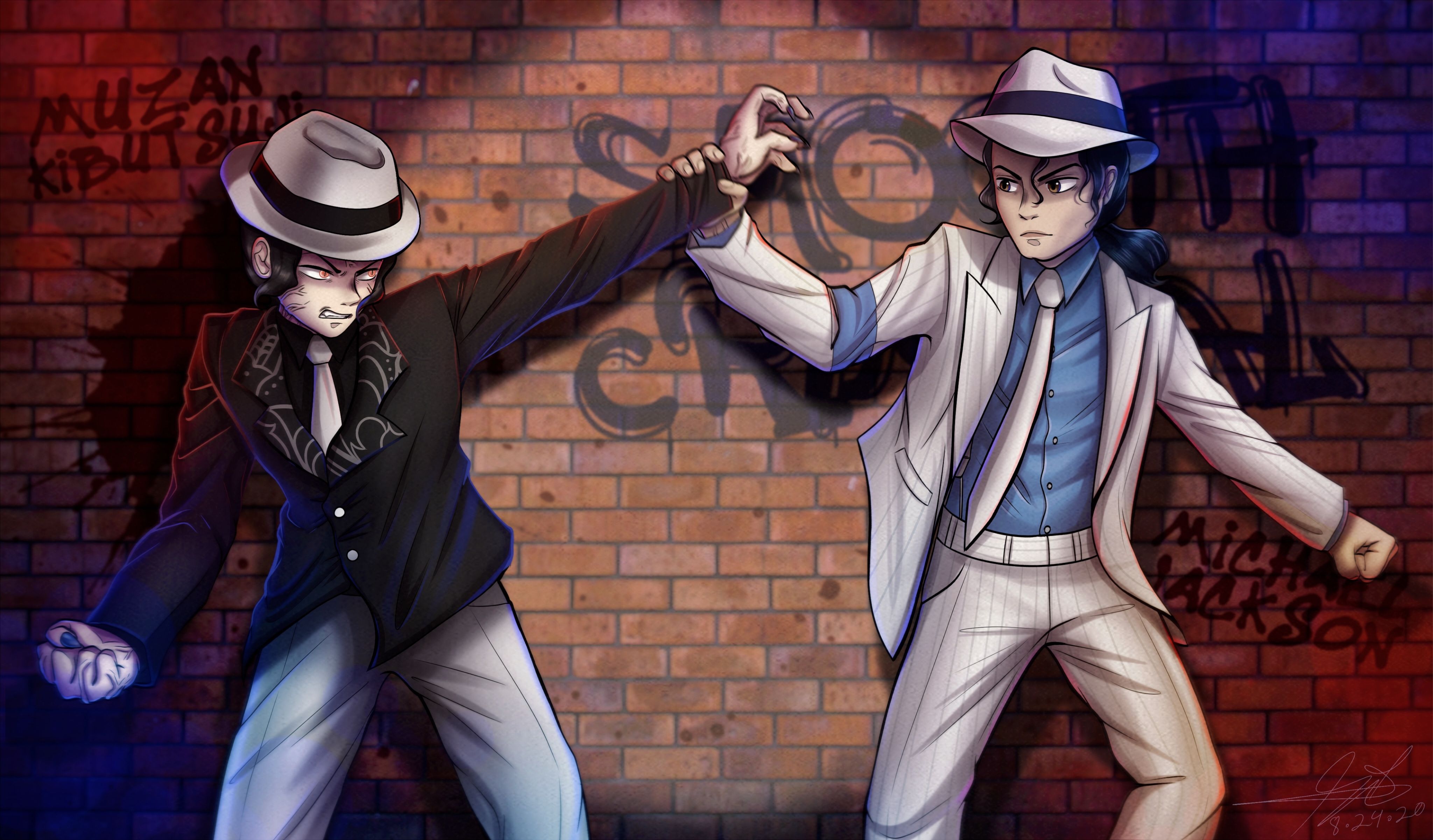 4096x2402 Wallpaper Michael Jackson, Muzan Kibutsuji, Demon Slayer Kimetsu no Yaiba, Moonwalk, The Jackson Background Free Image