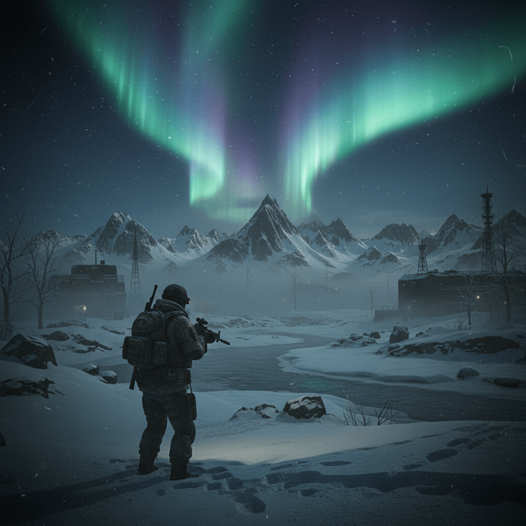 1024x1024 DayZ Namalsk at Night with Aurora. Stable Diffusion Online