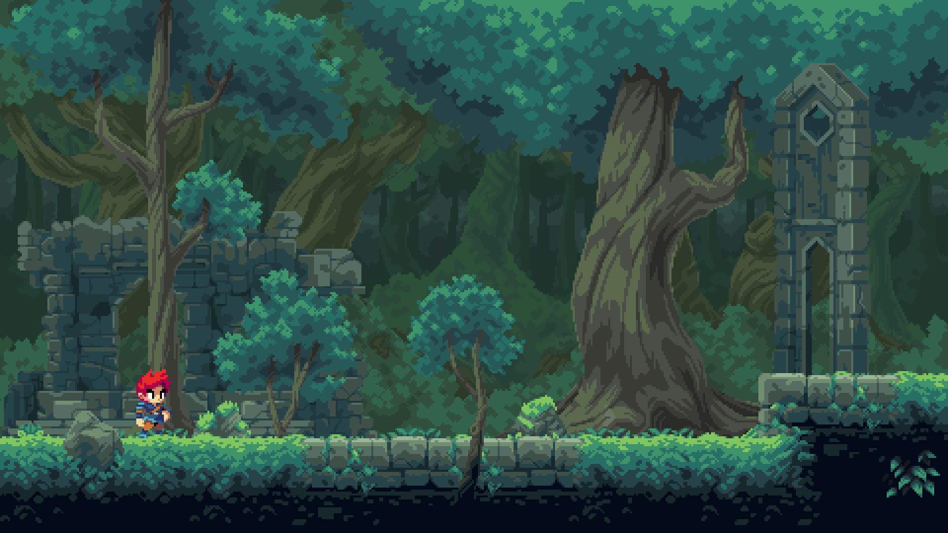 1920x1080 Pixelated Forest Quest: Artistic HD Pixel Art Wallpaperx1080