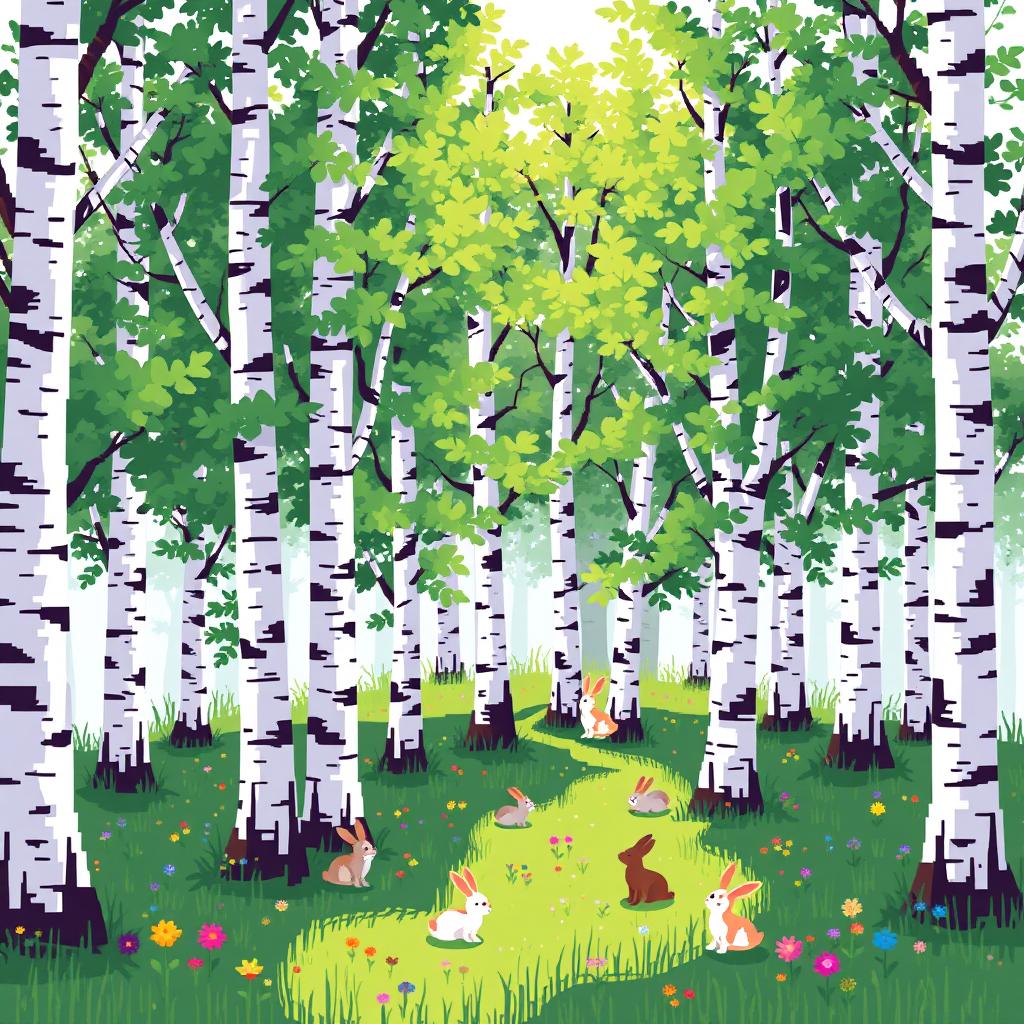 1024x1024 Enchanting Pixel Art: Birch Forest Magic