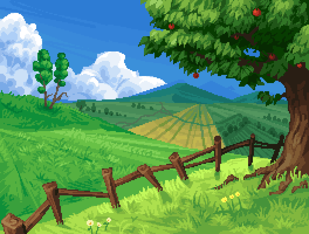 1056x800 Sunny Day under an Apple Tree