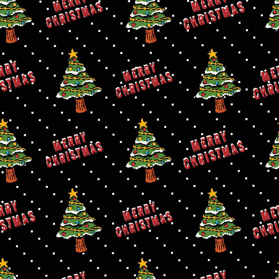 980x980 pixel art christmas tree game style seamless pattern