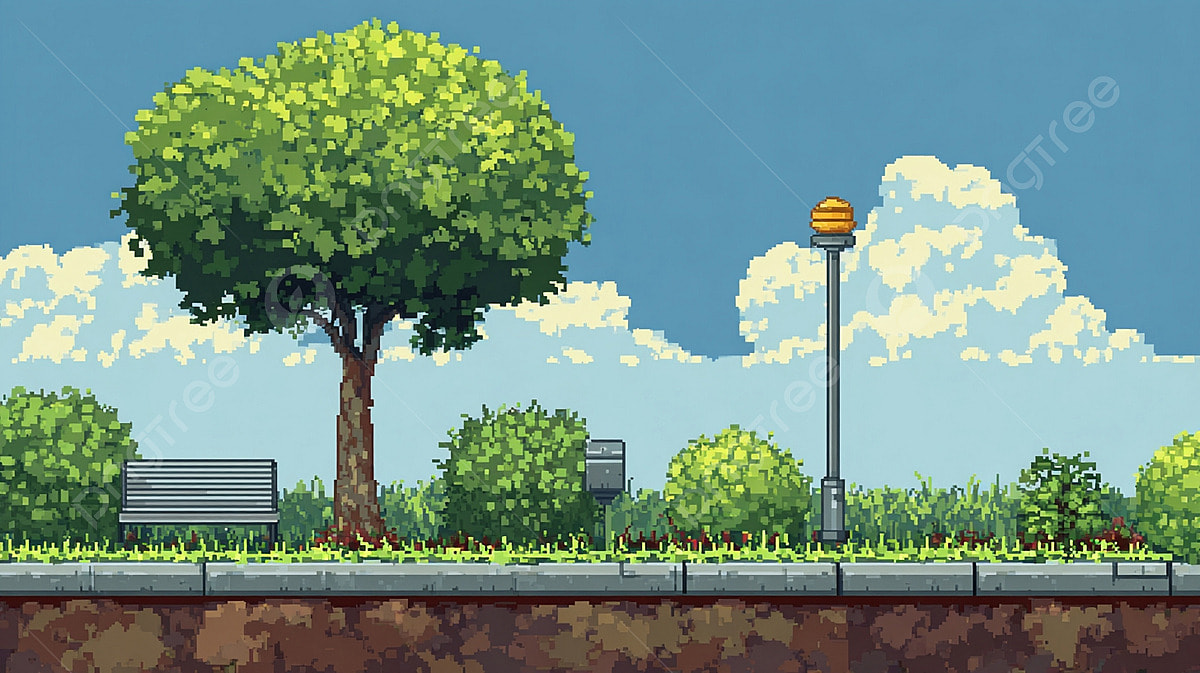 1200x673 Pixel Art Game Scene With Trees, Wallpaper, Funky, 8 Bit Background Image And Wallpaper for Free Download