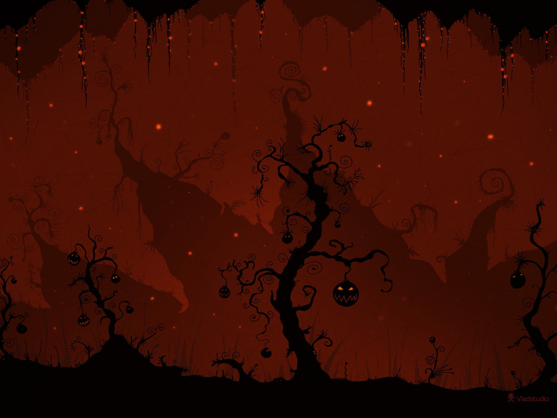 1920x1440 Withered tree game, minimalism, pixel art, Vladstudio HD wallpaper
