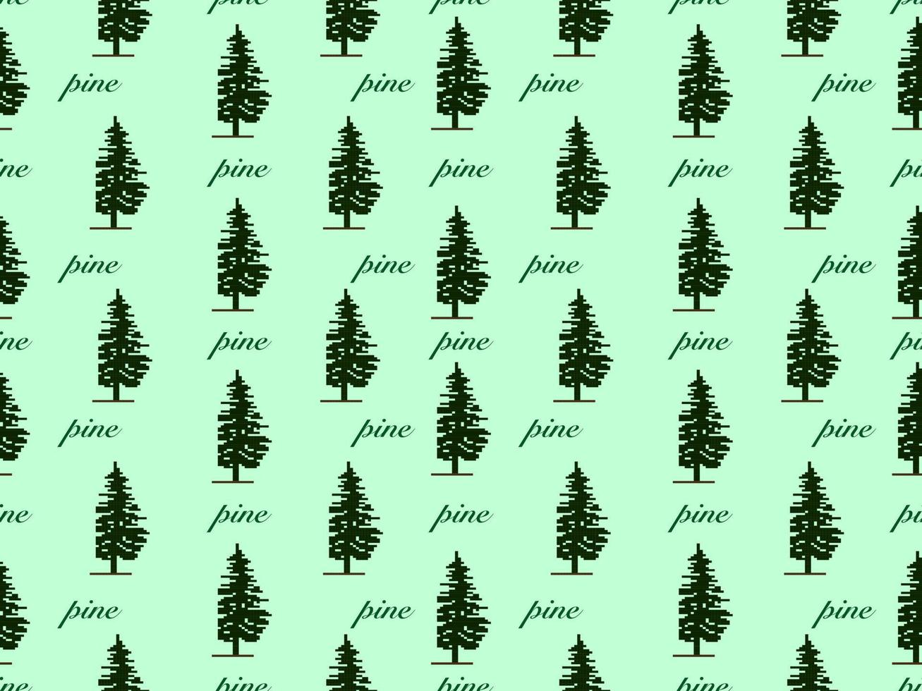 1307x980 Tree cartoon character seamless pattern on green background.Pixel style