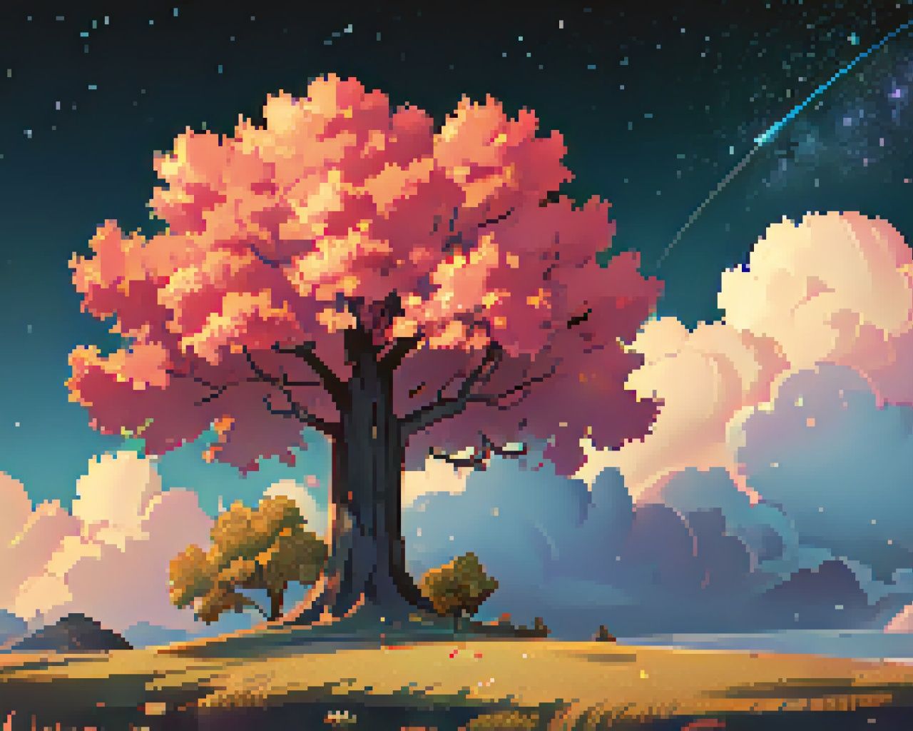 1280x1024 Pink Tree Pixel Landscape Art 4K UHD Wallpaper for UltraHD Desktop and TV : Widescreen and UltraWide Display