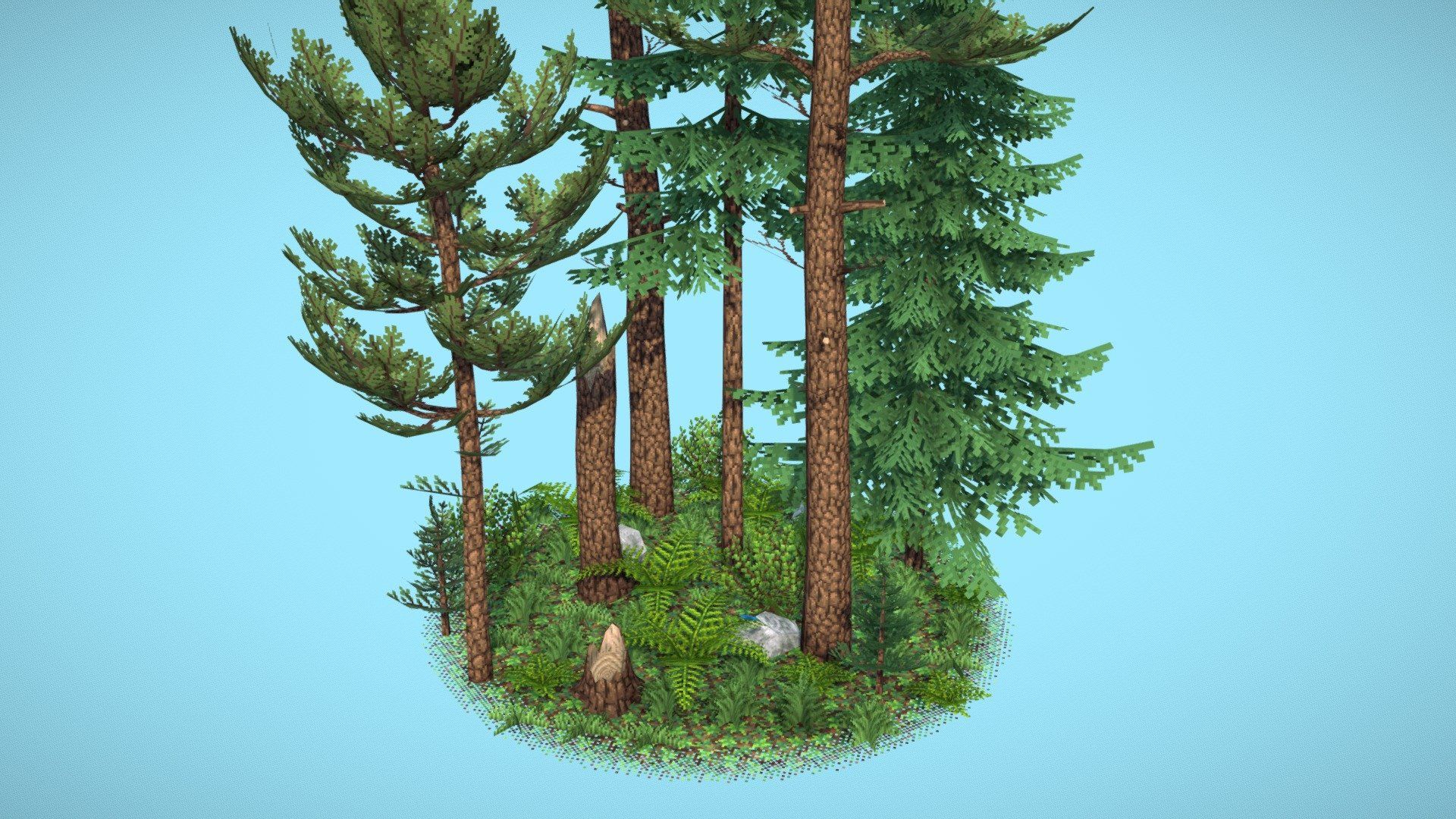 1920x1080 Download Pixel Art Pine Forest 3D Model