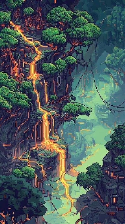415x740 Pixel Art Ancient Tree Photo Free High Quality Picture