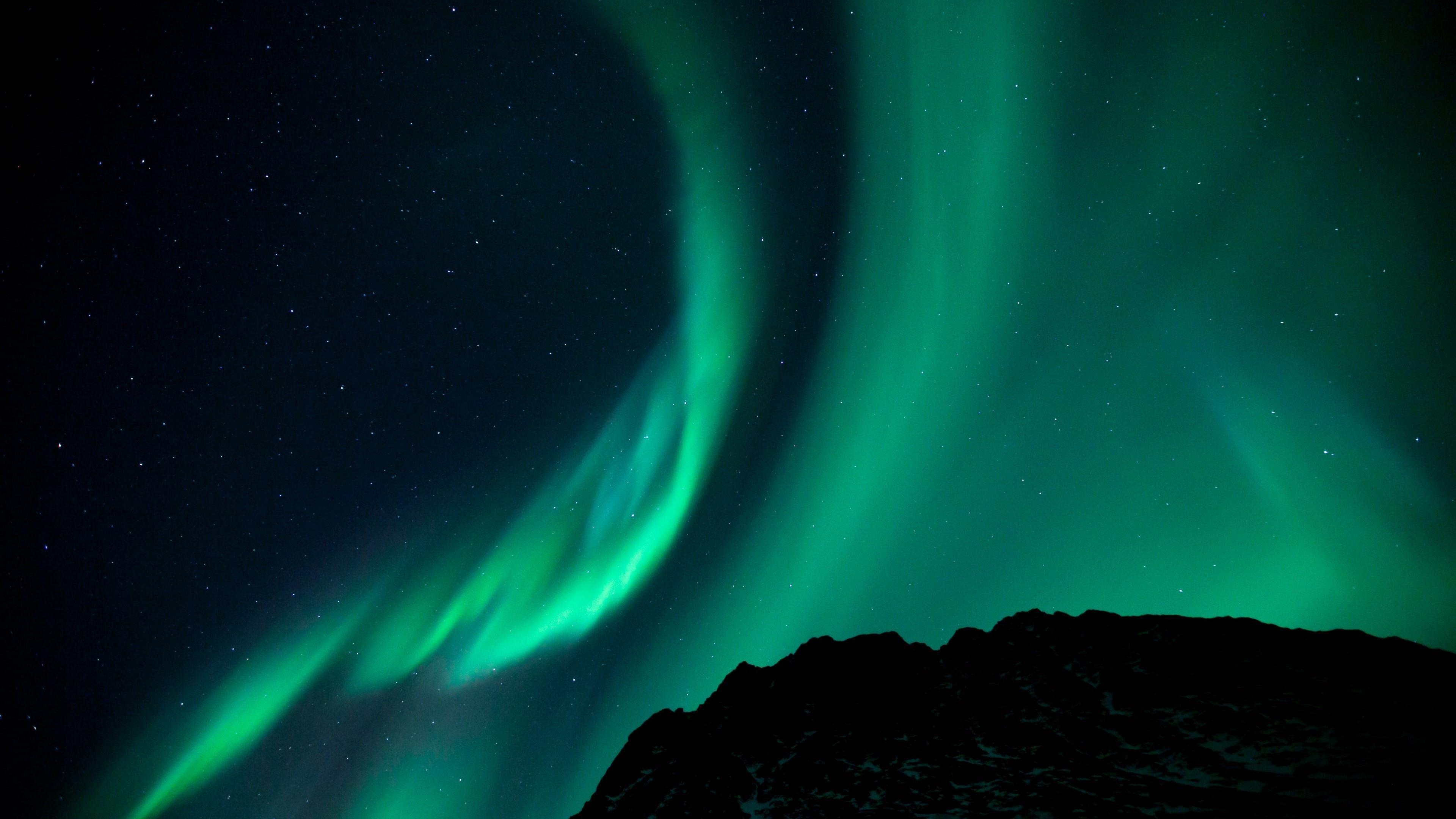 3840x2160 Aurora Borealis Trên bầu trời đêm đầy sao Hình nền.  Studio hình nền