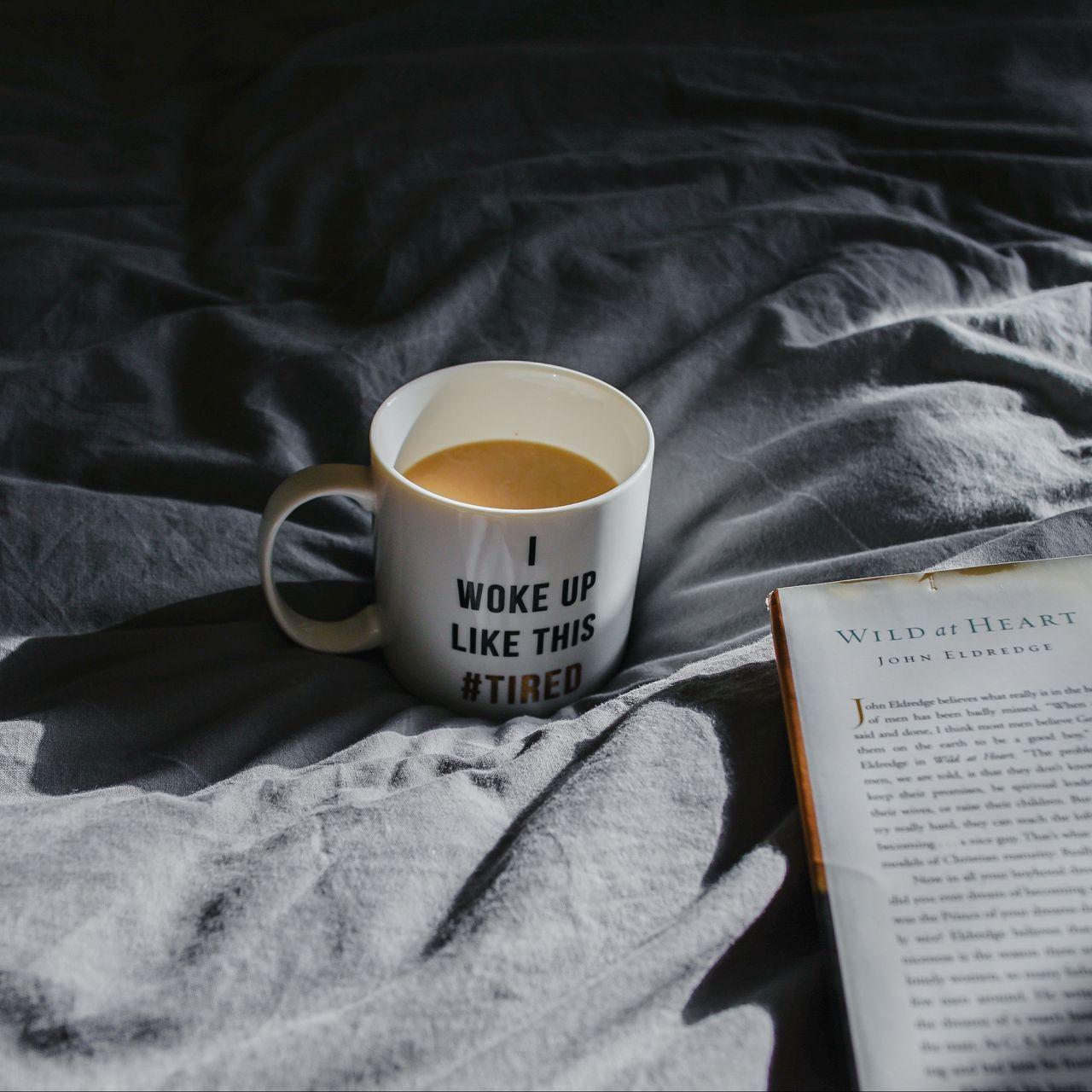 1280x1280 Download wallpaper 1280x1280 mug, coffee, book, morning ipad, ipad
