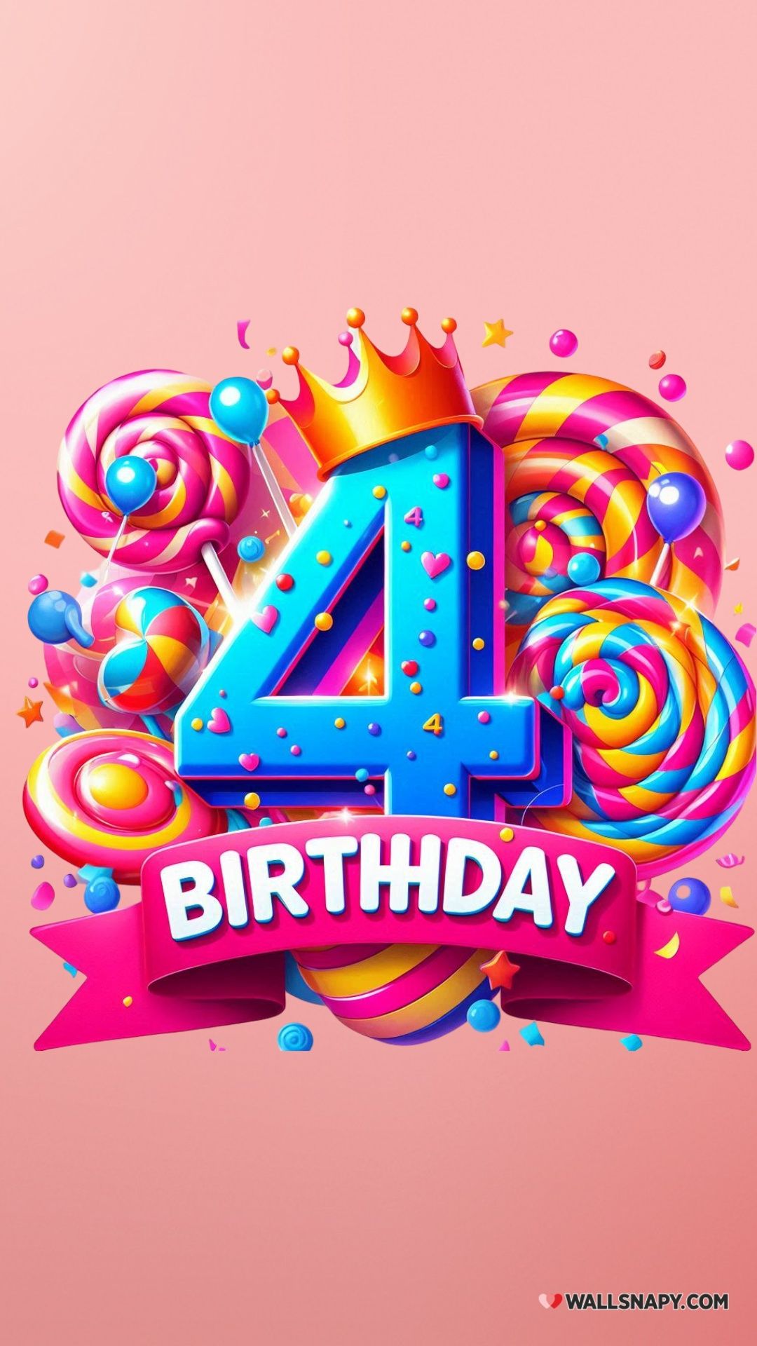 1080x1920 Sparkling 4th text birthday wallpaper 4k background