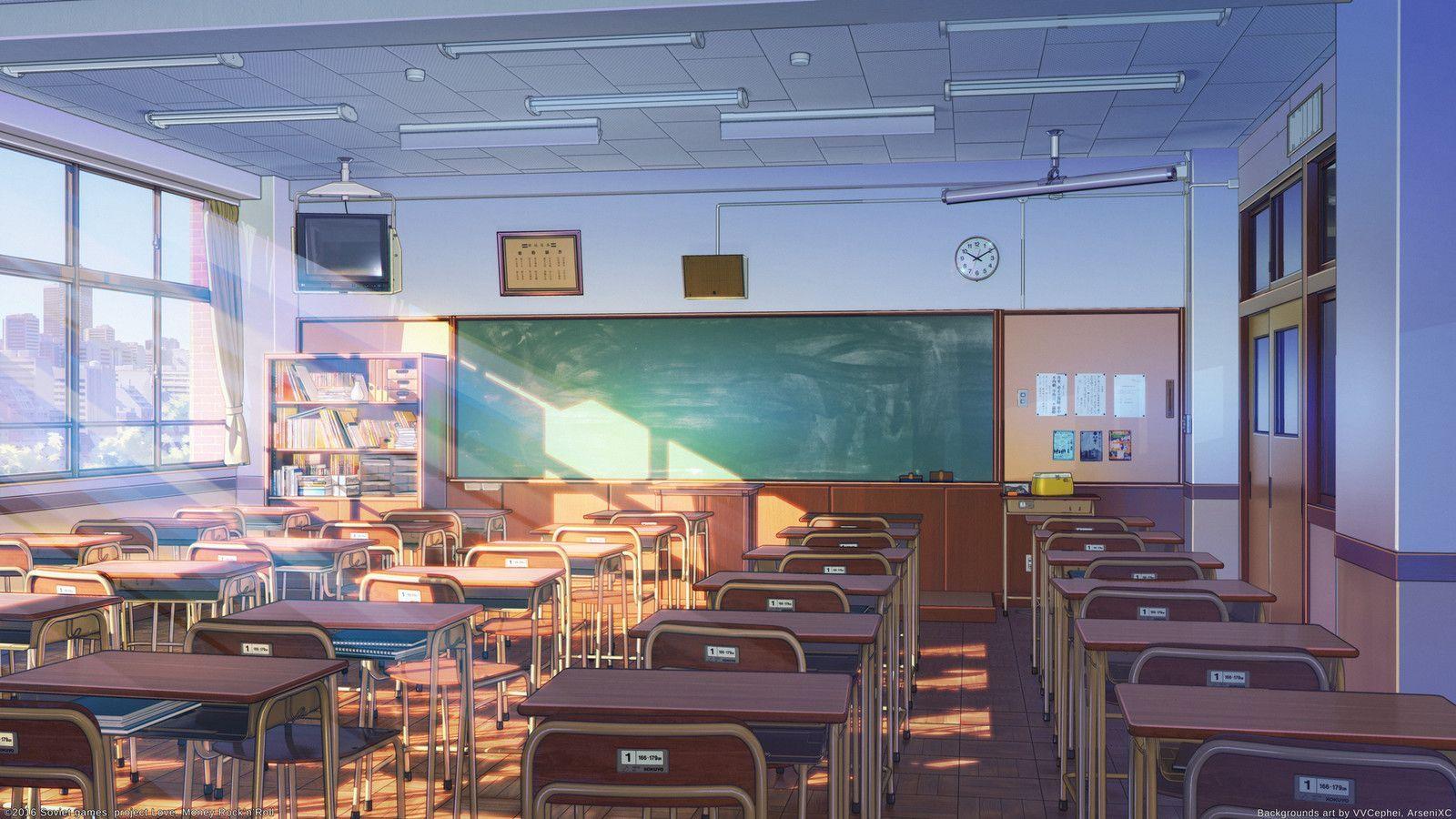 School Anime Scenery Background Wallpaper  Anime background, Anime  classroom, Episode interactive backgrounds