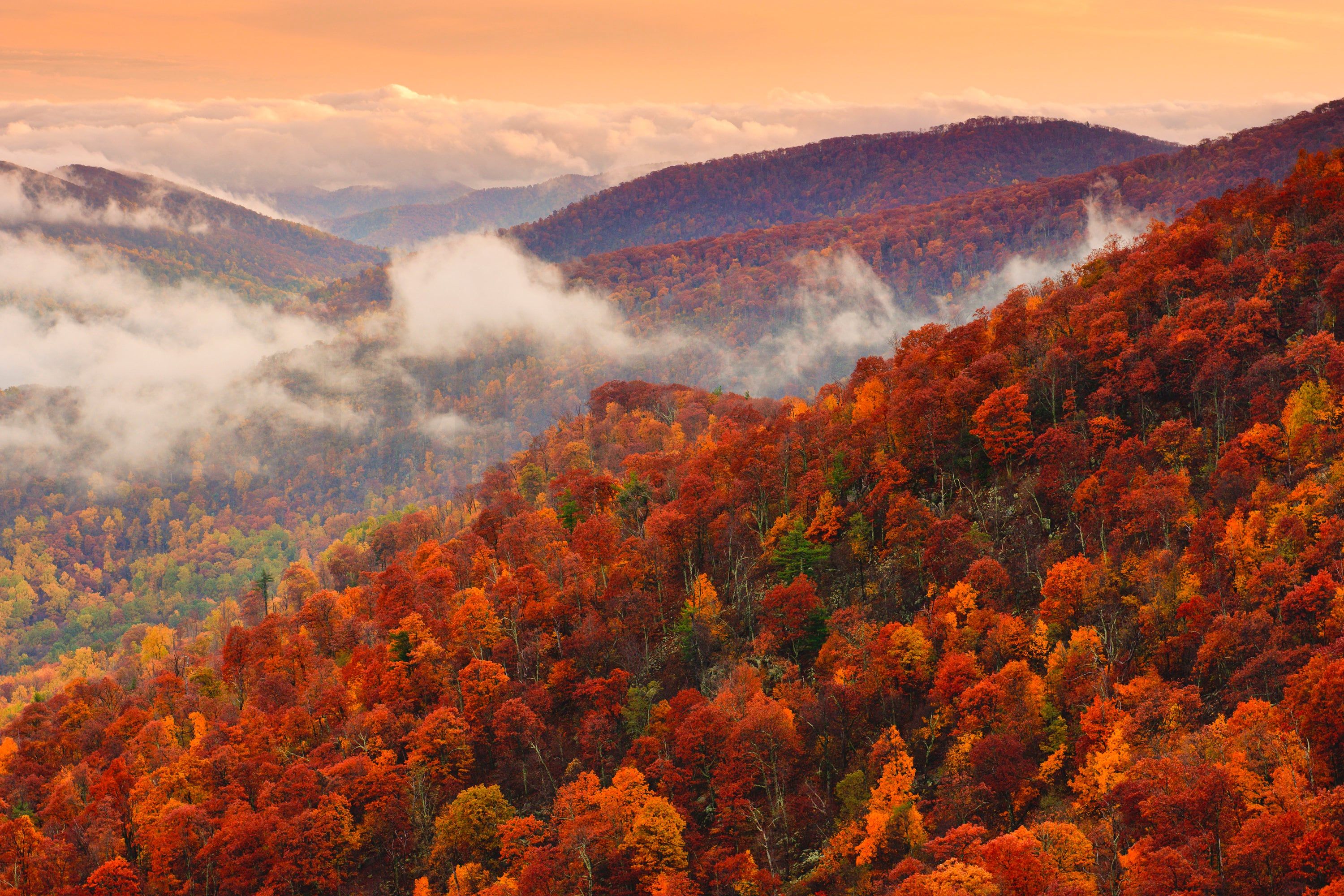 3000x2000 Autumn Storm Clearing Shenandoah National Park, Virginia, Blue Ridge Mountains