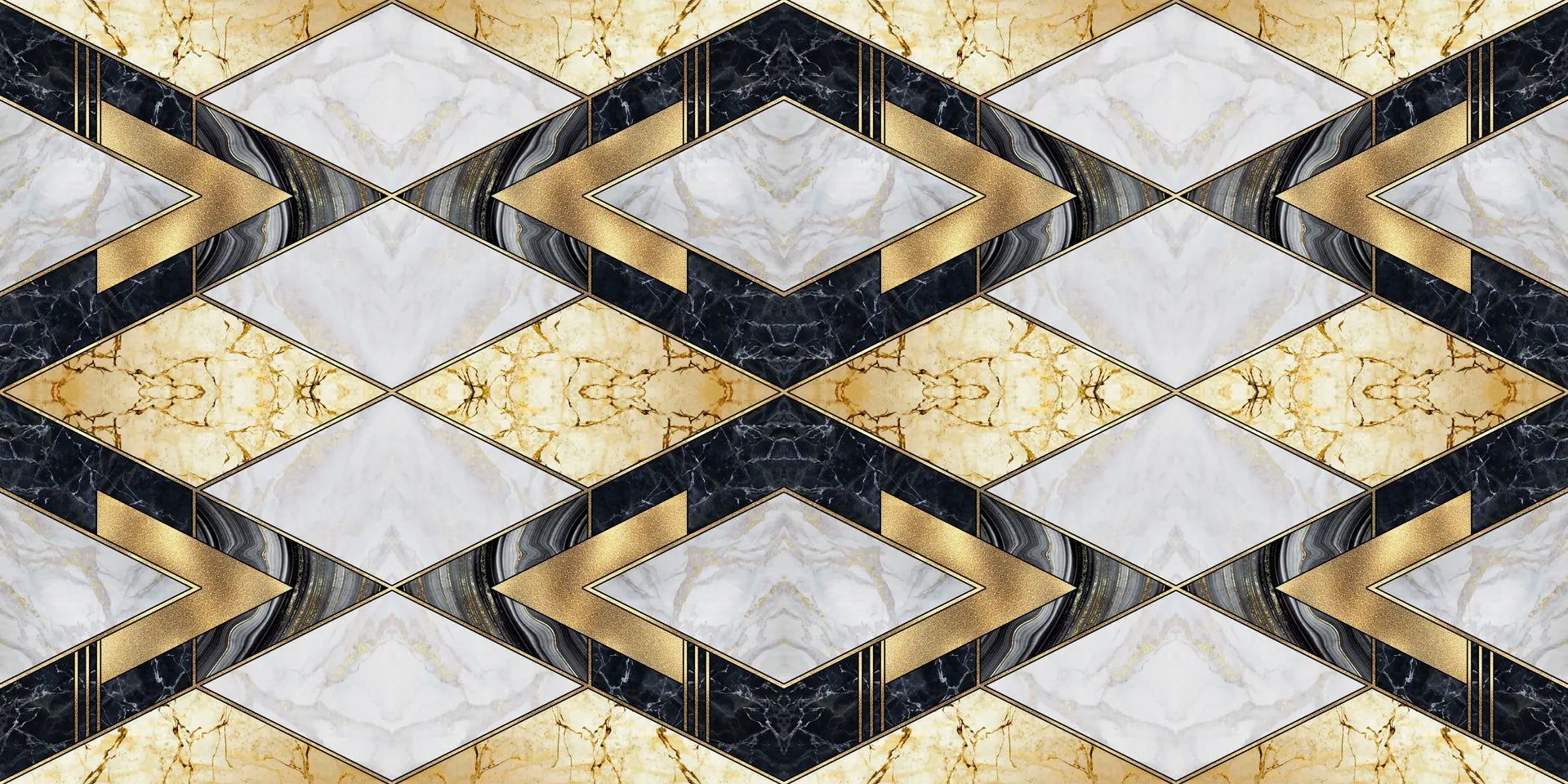 1920x960 Marble Luxe Black White and Gold Marble Wallpaper