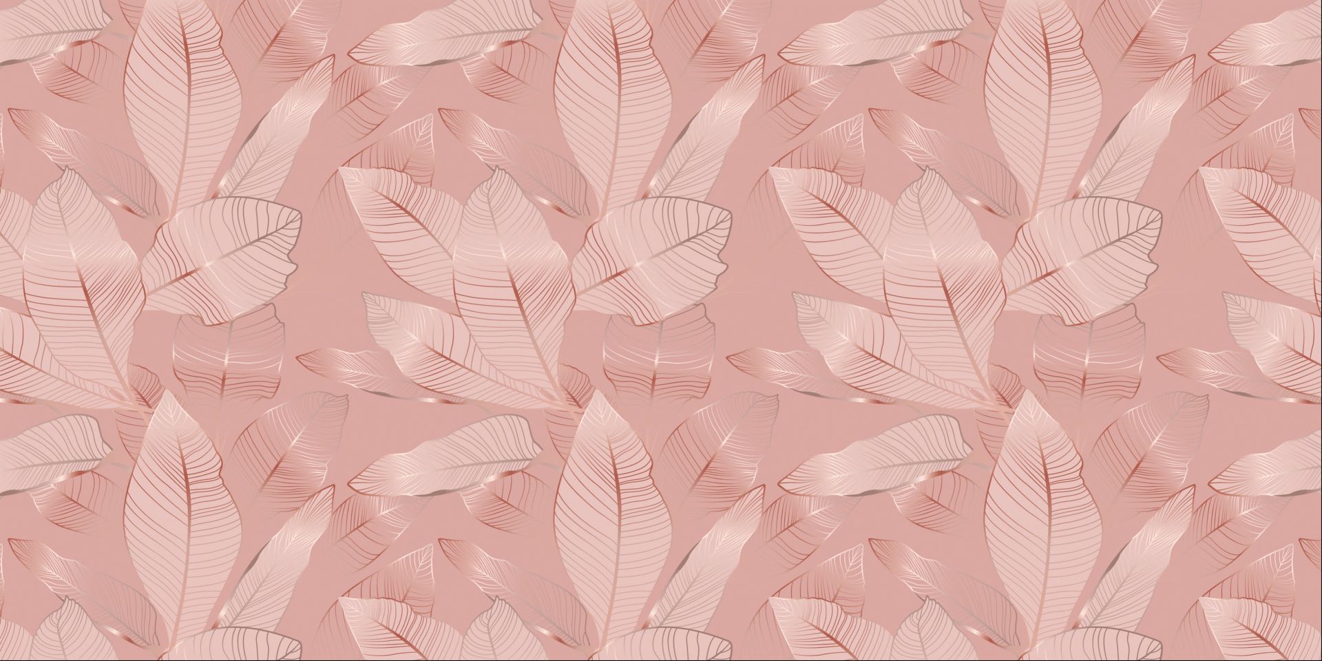 1920x960 Pink gold leaves