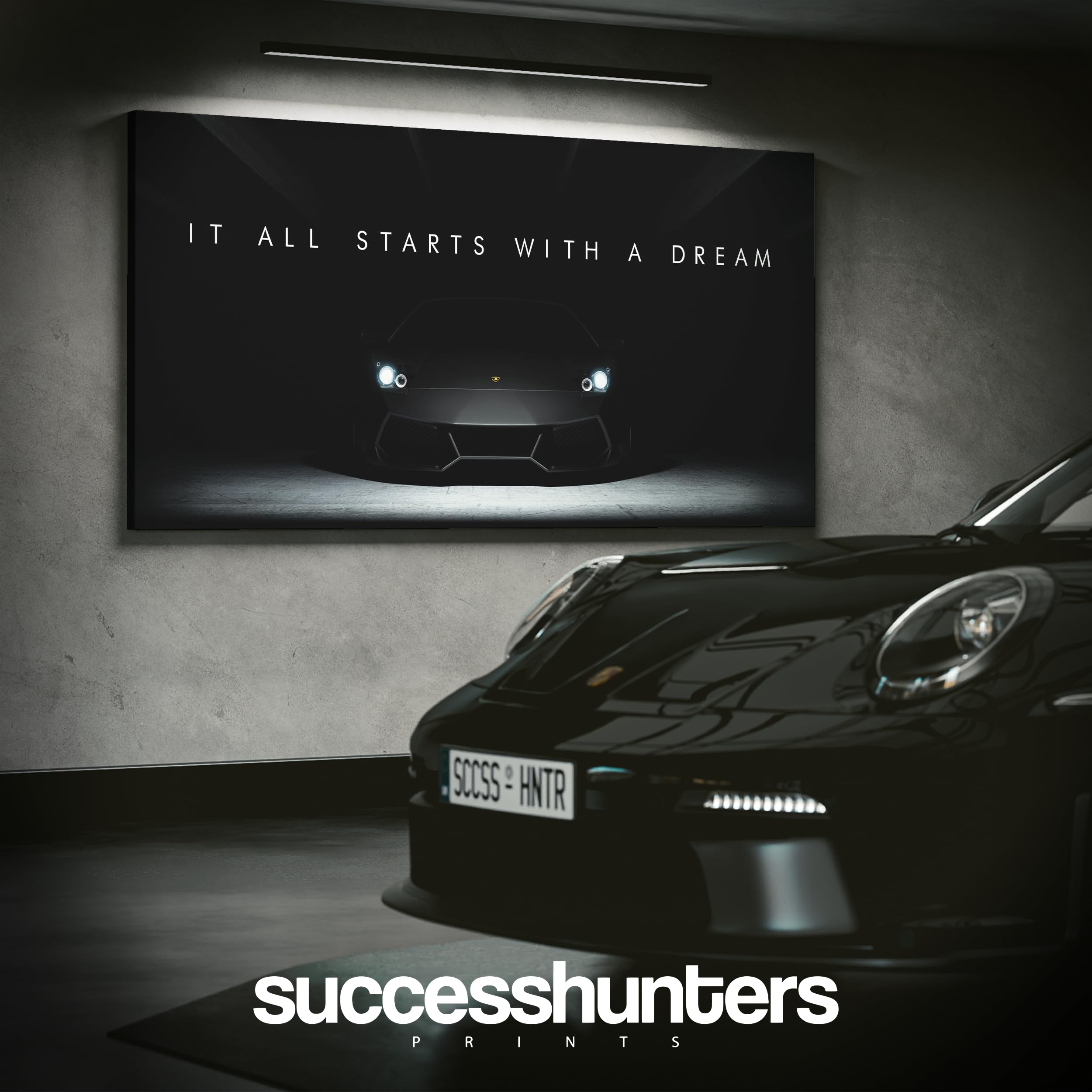 2500x2500 Motivational Wall Art for Office, Super Car Art Canvas, Inspirational Automotive Decor for Lamborghini Sportscar Lovers, Motivational Wall Decor for Office and Home, Inspiring Car Poster (8 x 8 in): Posters