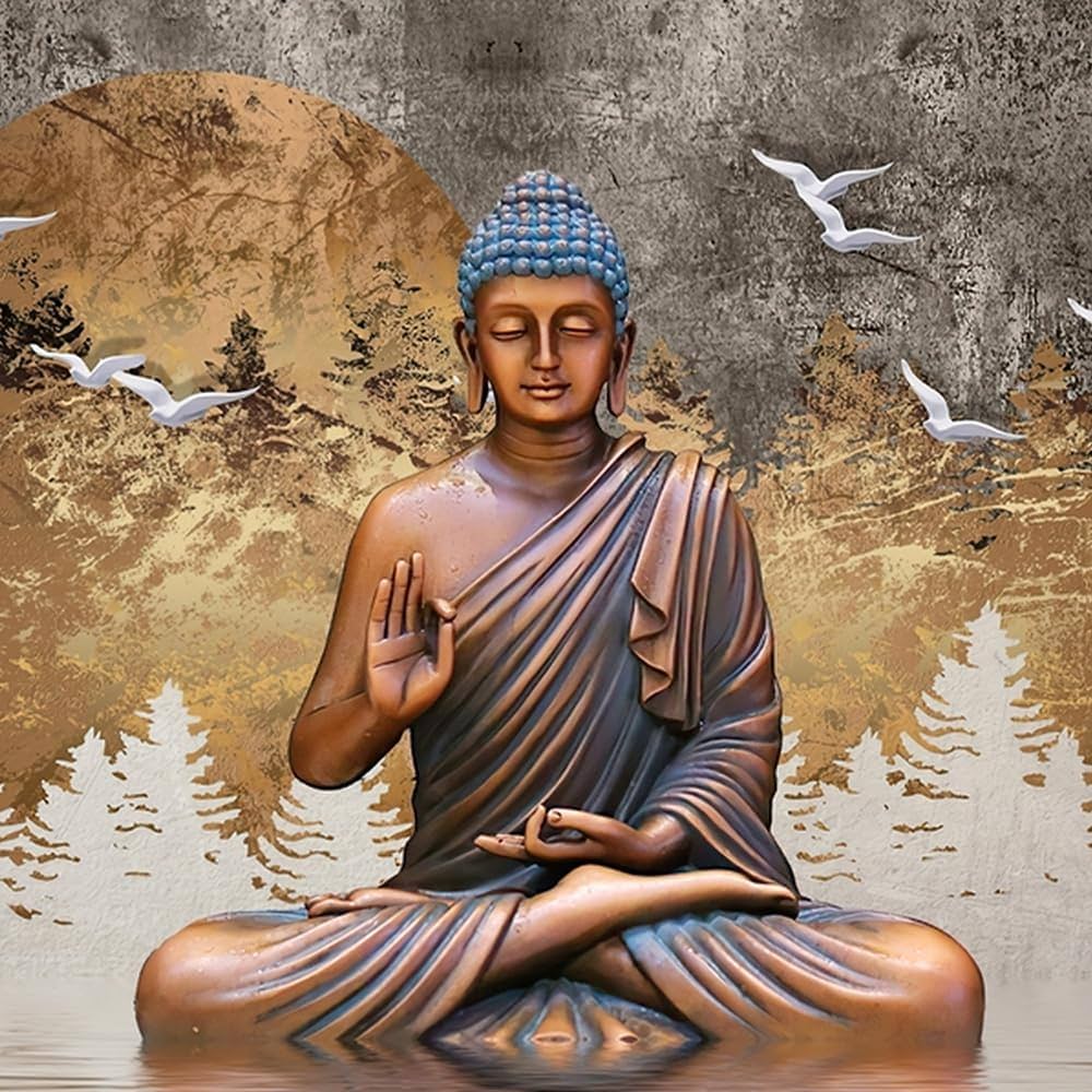 1000x1000 The Seven Colours Blessings Lord Buddha Wallpaper for Living Room, Bedroom. Self Adhesive Just Peel and Stick Wallpaper for Office Wall Decors : Amazon.in: Home Improvement
