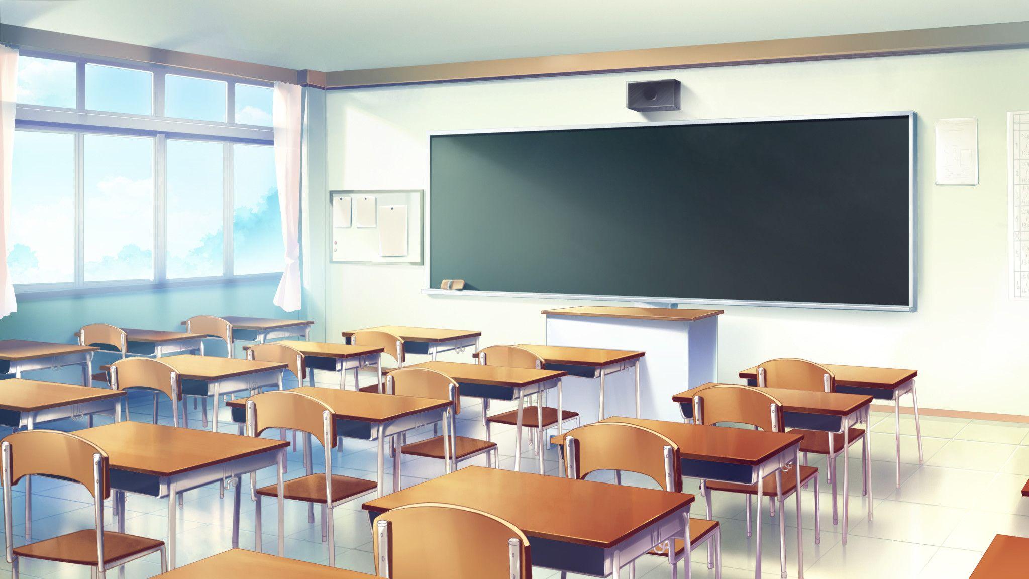 Black & White Anime Classroom Background Graphic by MeiMei10 · Creative  Fabrica