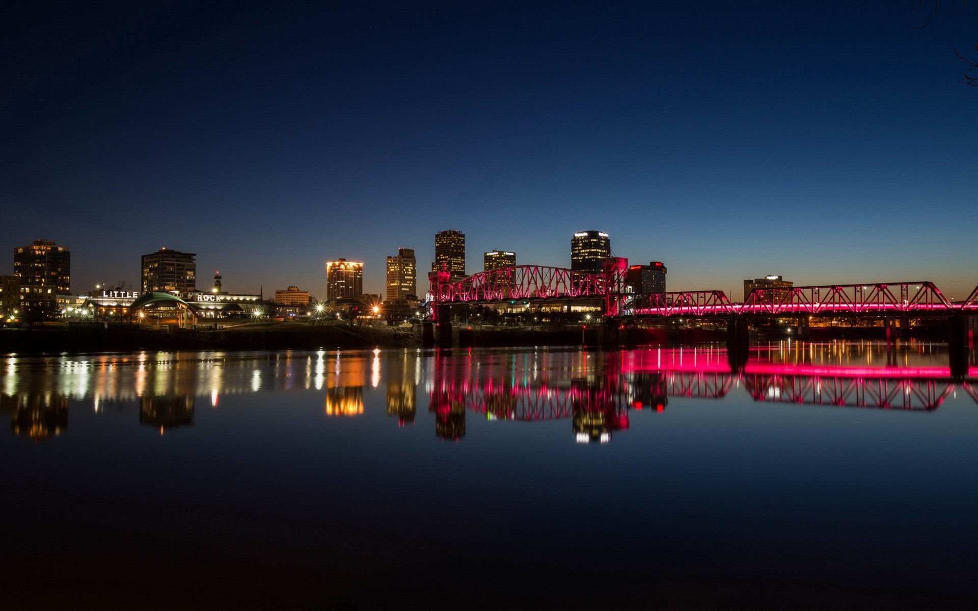 1920x1200 Little Rock Skyline: Stunning Arkansas Nightscape HD Wallpaper