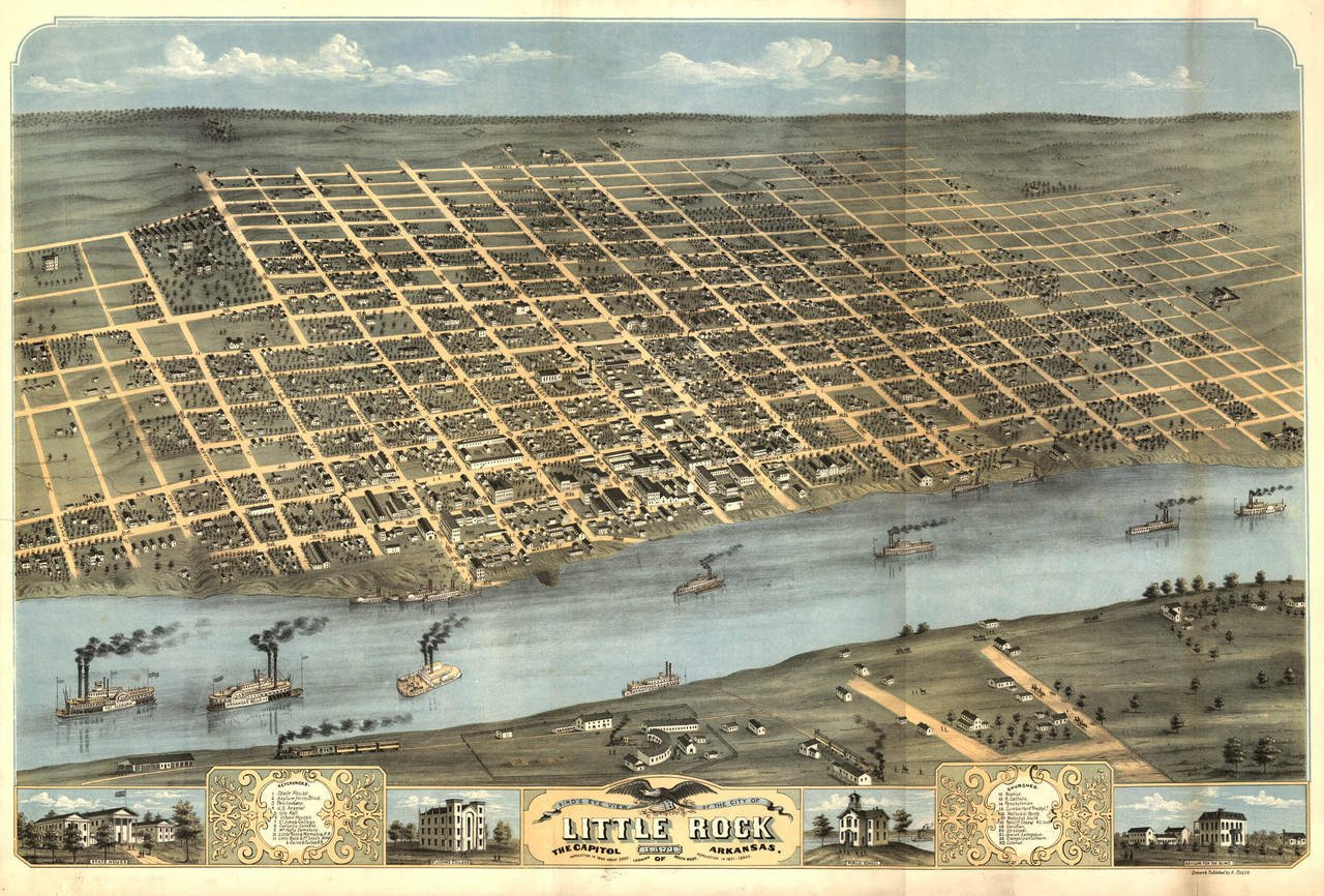 1280x866 Little Rock, AR Vintage Map Print (1871)