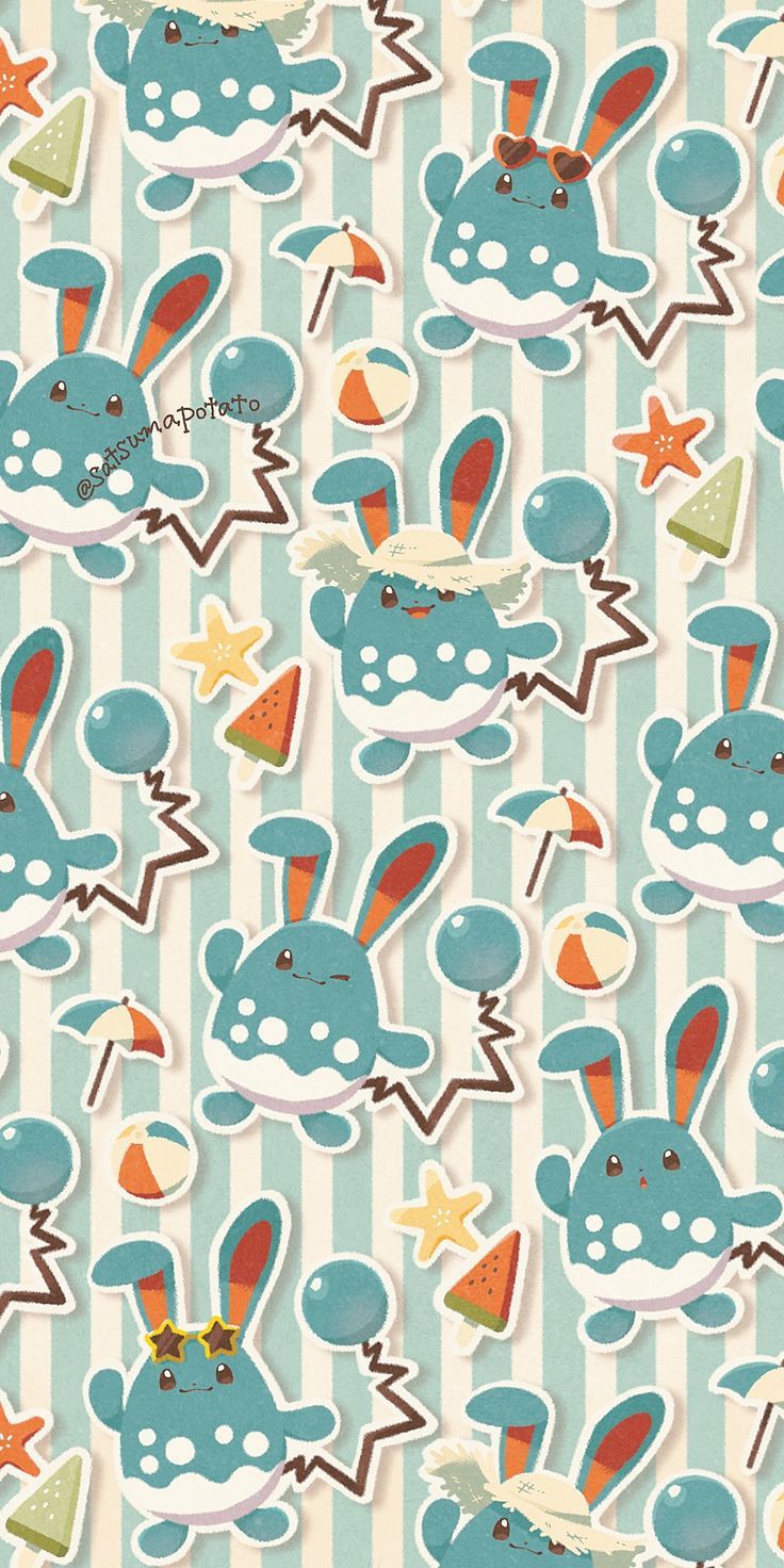 736x1472 Summertime Azumarill wallpaper