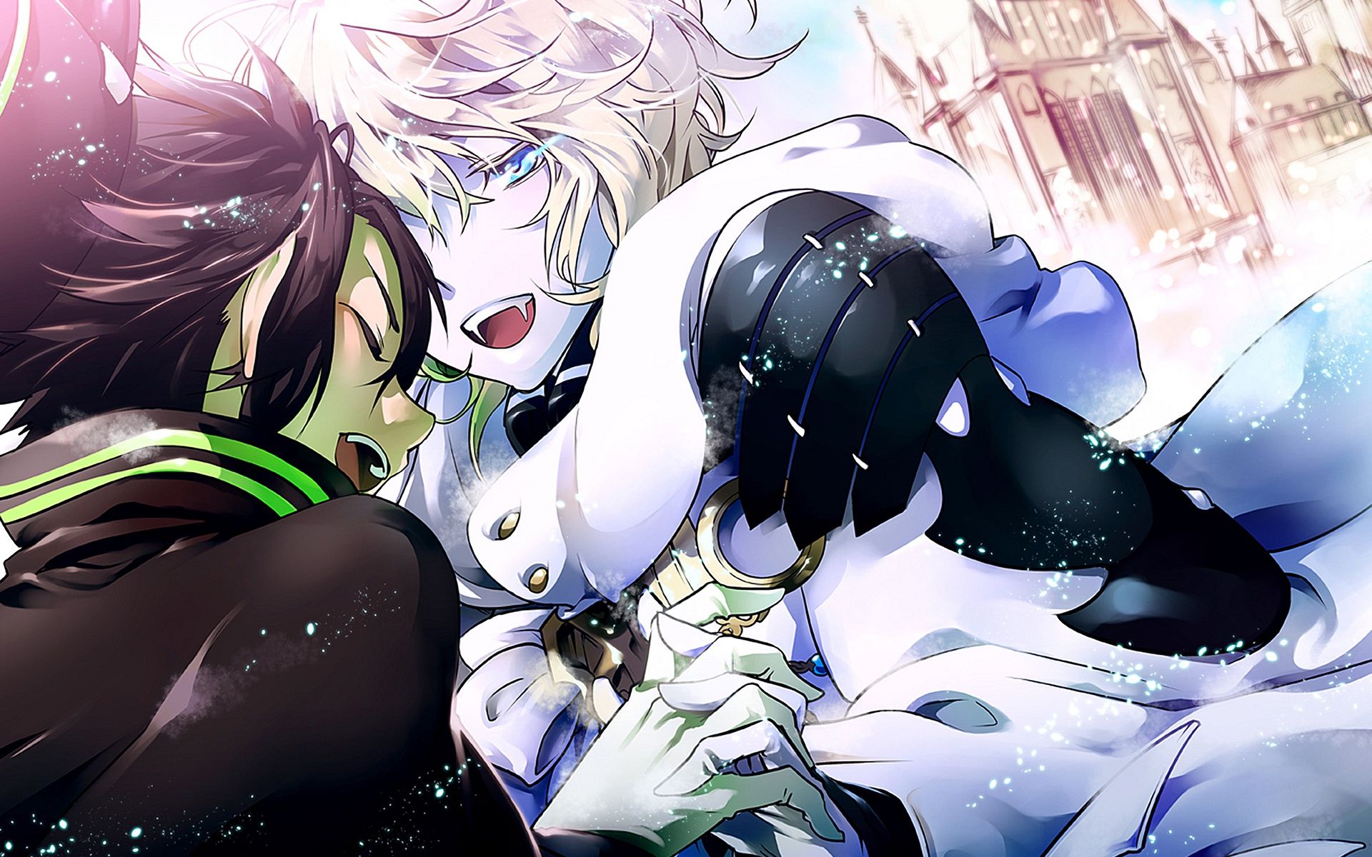 1920x1200 Wallpaper joy, happiness, family, guy, Owari no Seraph, The last Seraphim, Yuichiro Hakua, Michaela Hakua for mobile and desktop, section сёнэн, resolution 1920x1200