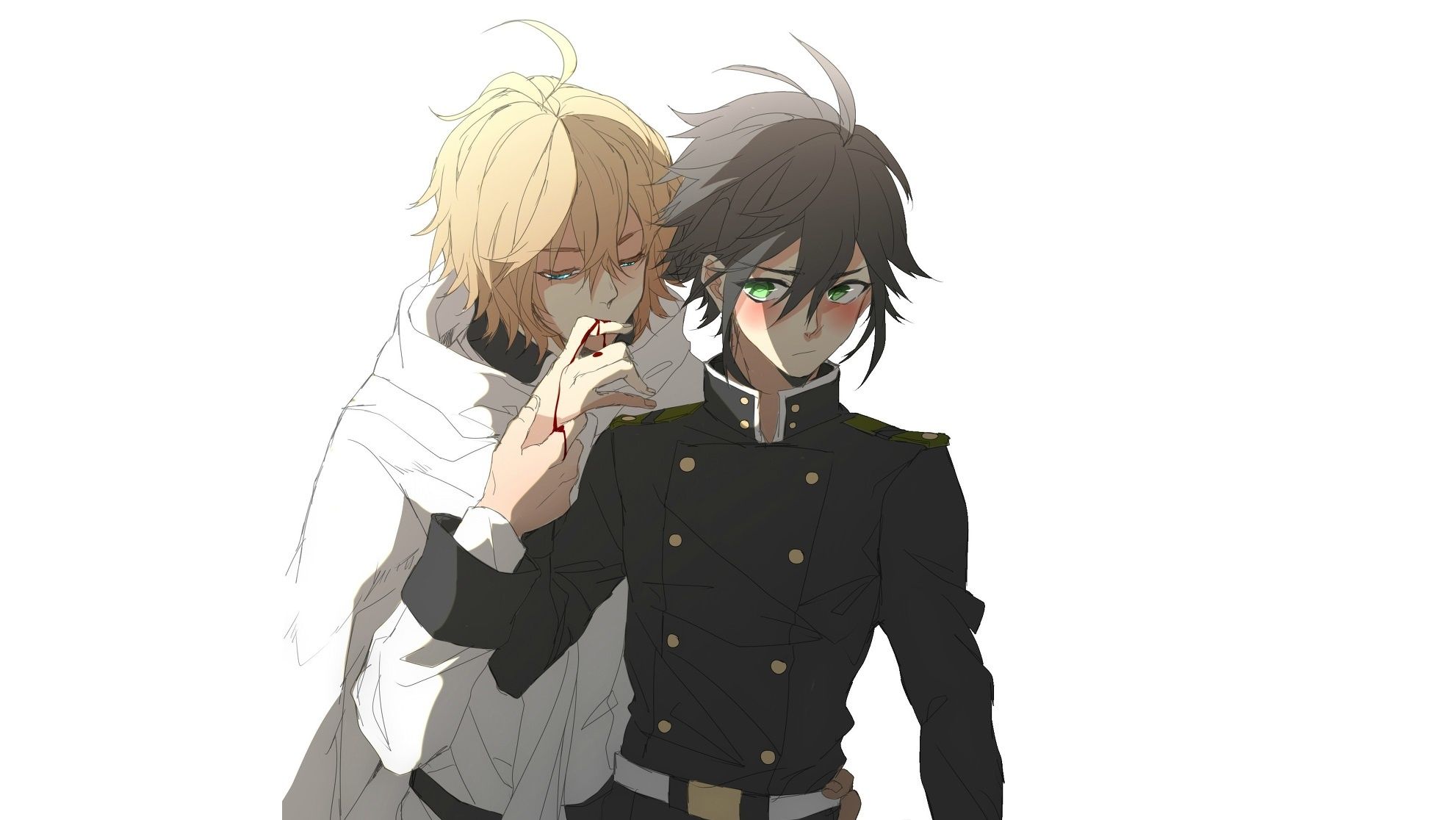 1982x1116 Wallpaper blood, vampire, guy, Owari no Seraph, The last Seraphim, Yuichiro Hakua, Michaela Hakua for mobile and desktop, section сёнэн, resolution 1982x1116