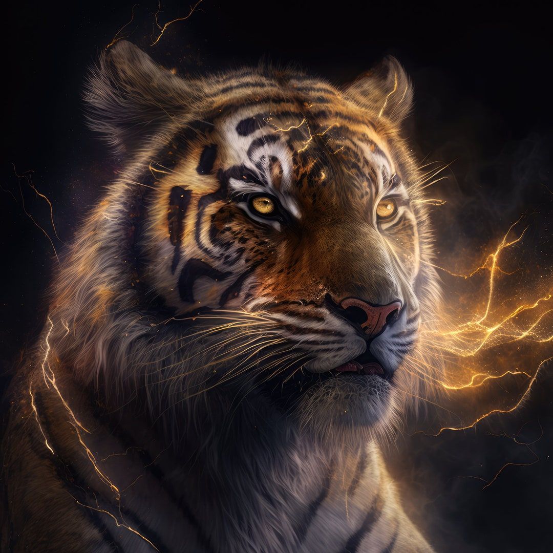 1080x1080 Lightning Tiger High Resolution Digital Download
