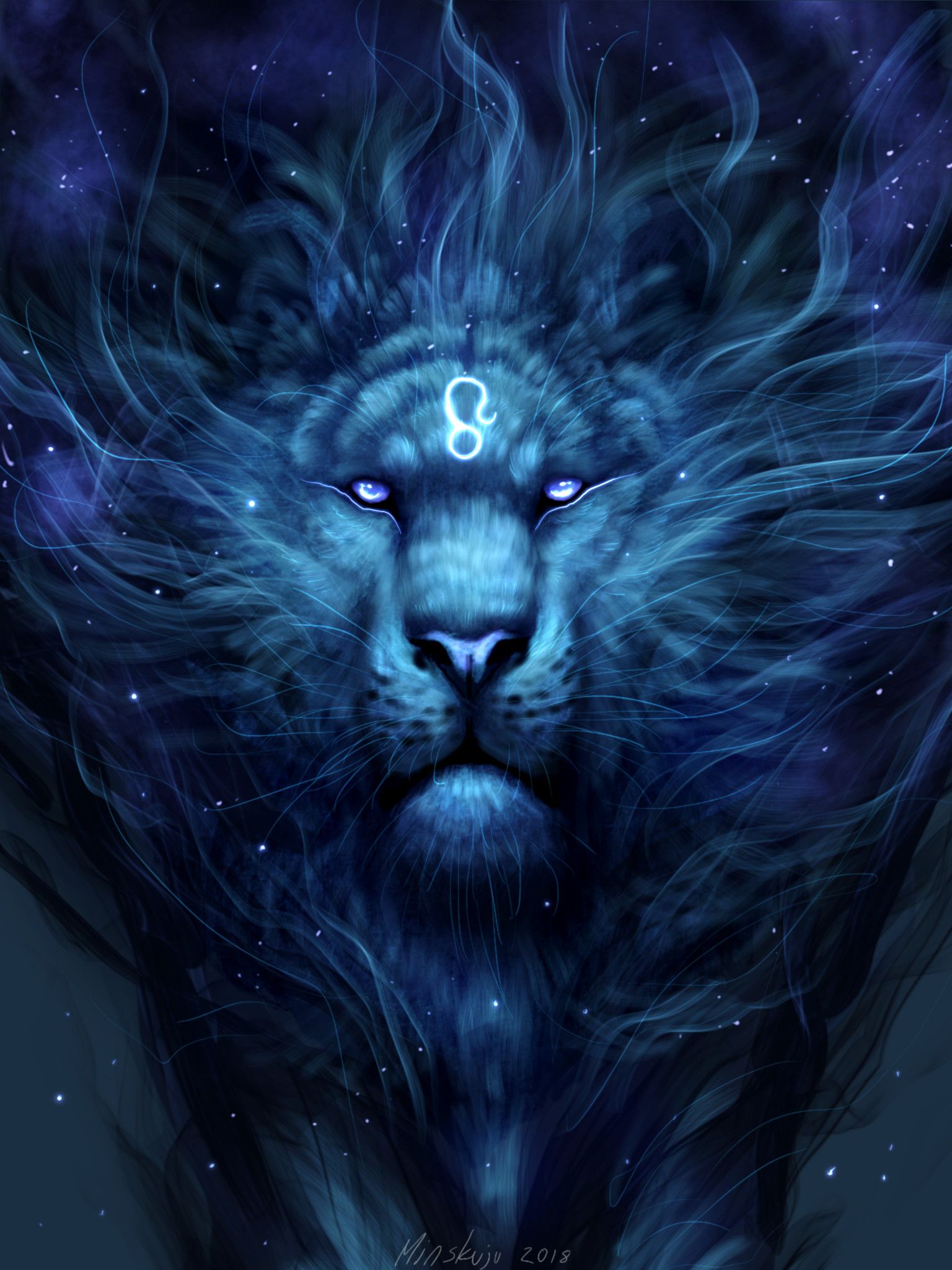 1536x2048 Phone wallpaper: Tiger, Glow, Fantastic, Art, Mane 135178