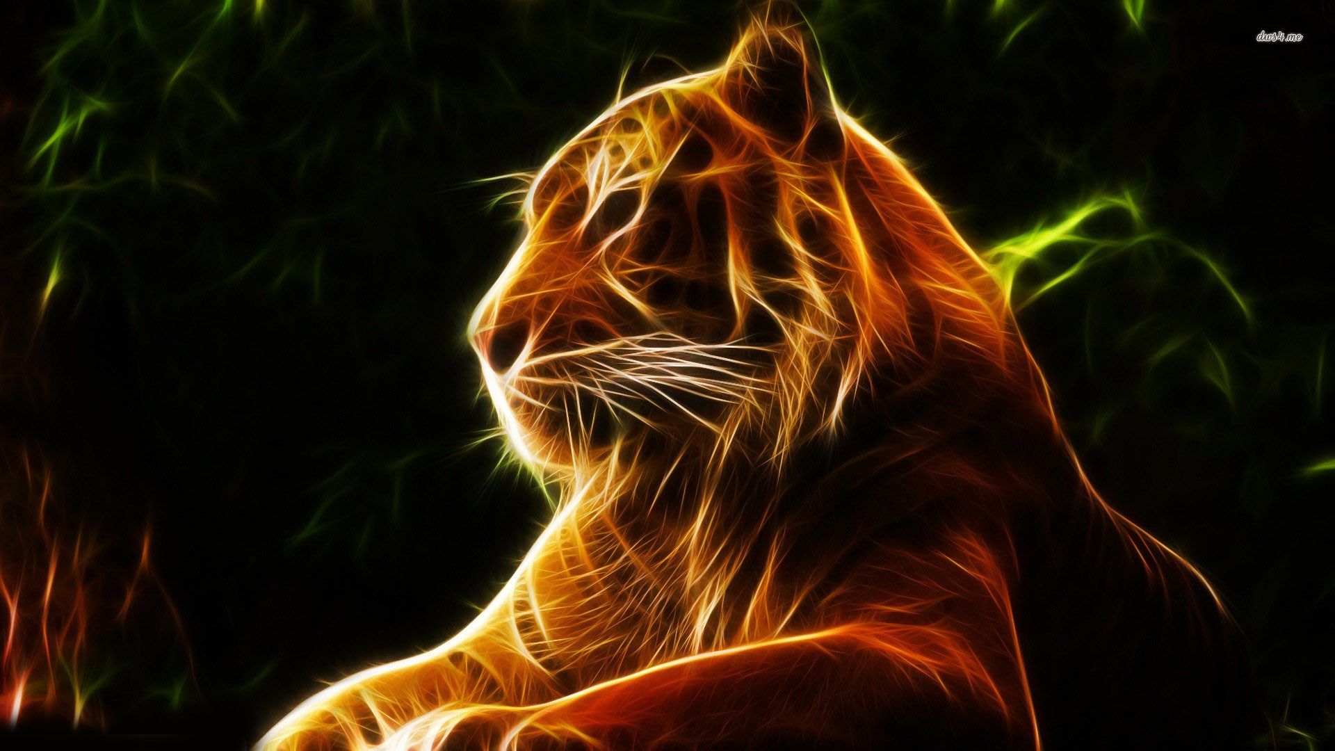 1920x1080 Glowing Tigers Wallpaper