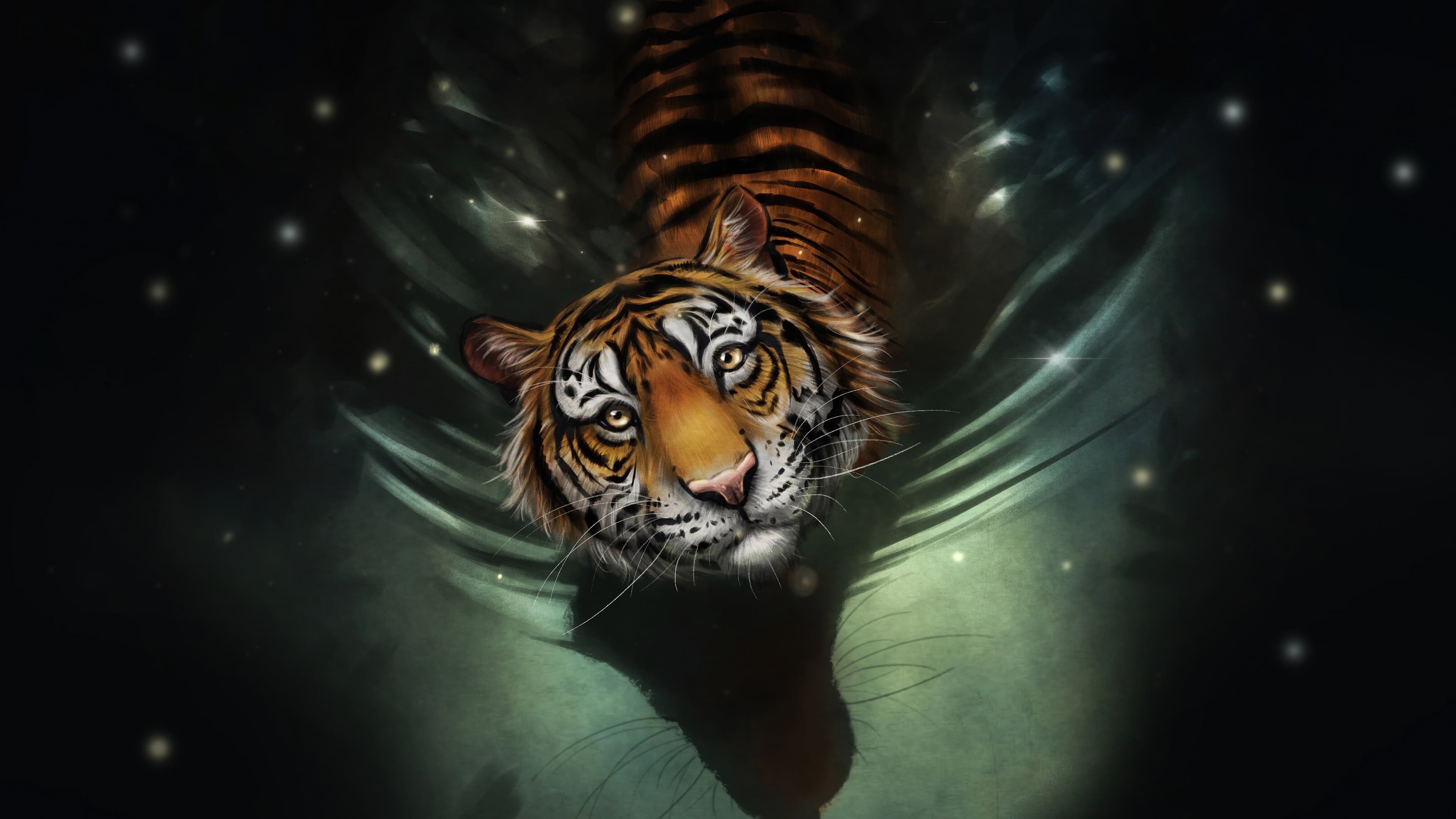 3840x2160 Tiger Digital Art Wallpaper 4K for Desktop