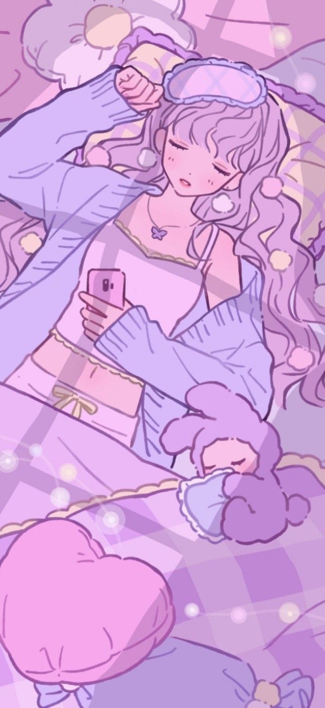 646x1408 Pink and purple aesthetic wallpaper. Aesthetic wallpaper purple pastel anime, Lllillli08 purple, Kawaii wallpaper
