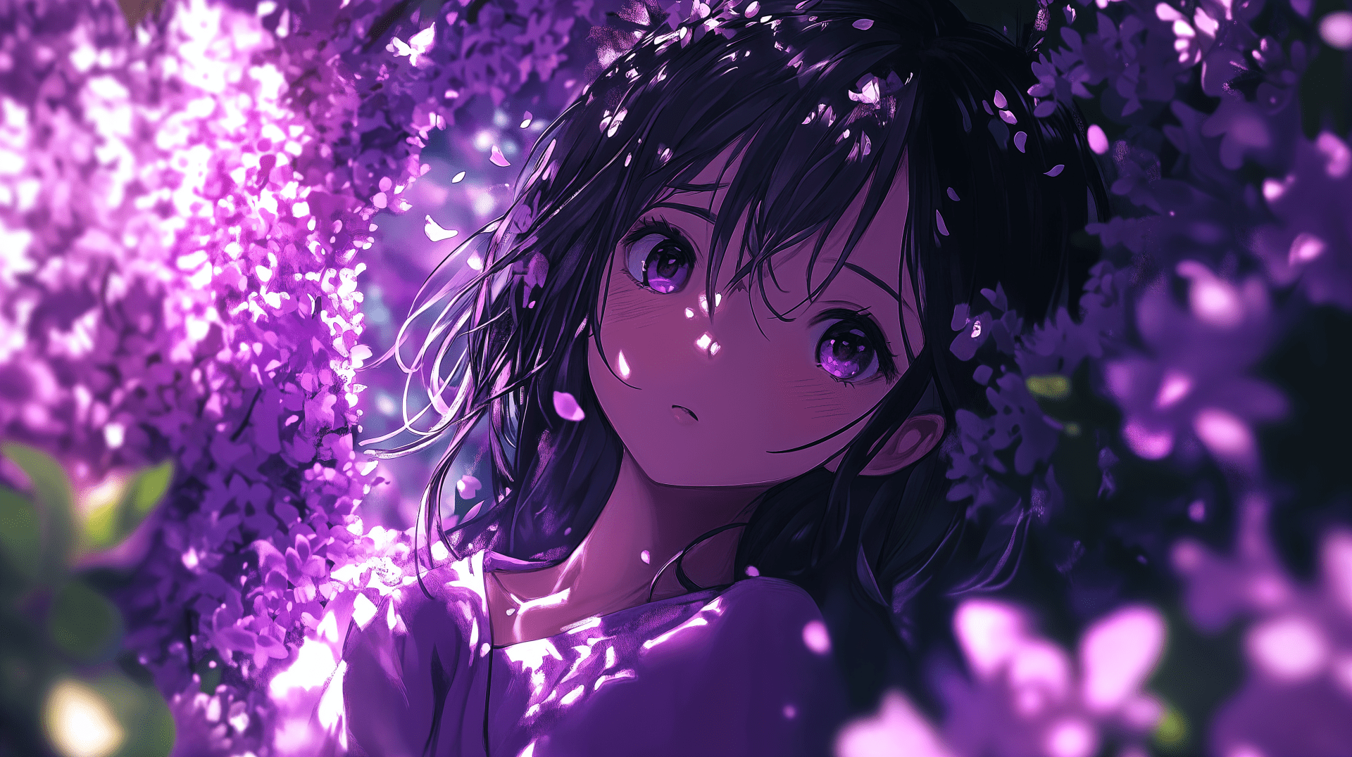 1920x1076 Purple Anime Girl Ultra HD Wallpaper