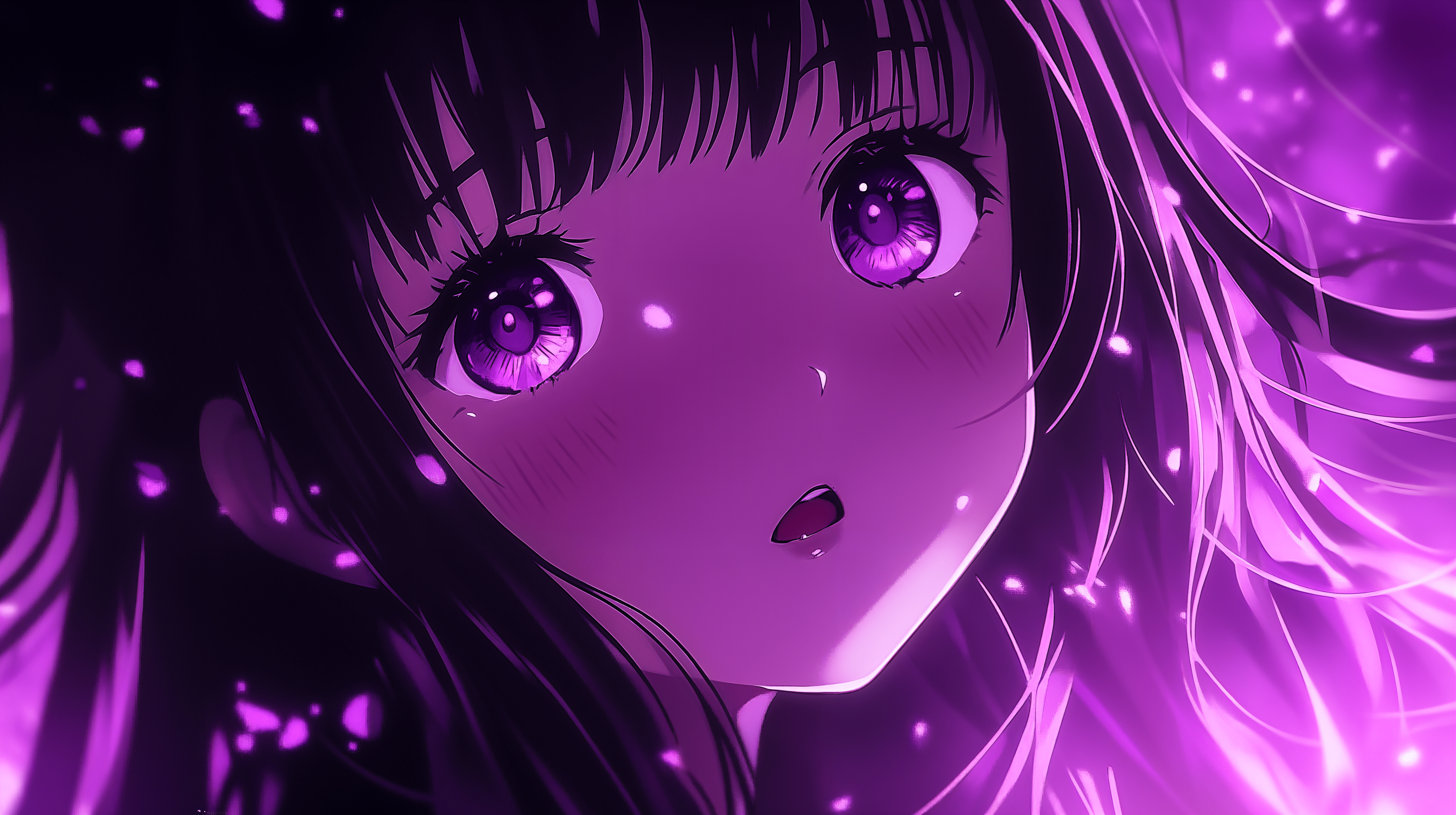 5824x3264 Purple Dreams: A 4K Ultra HD Anime Girl Wallpaper