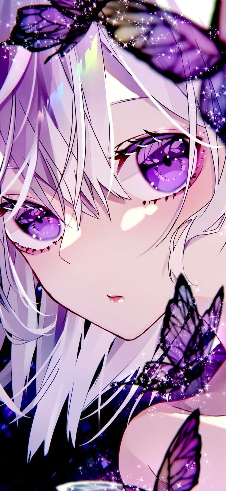 736x1595 Purple Hair and Butterfly Makeup. Cute anime purple wallpaper, Anime wallpaper aesthetic girly purple, Anime kawaii