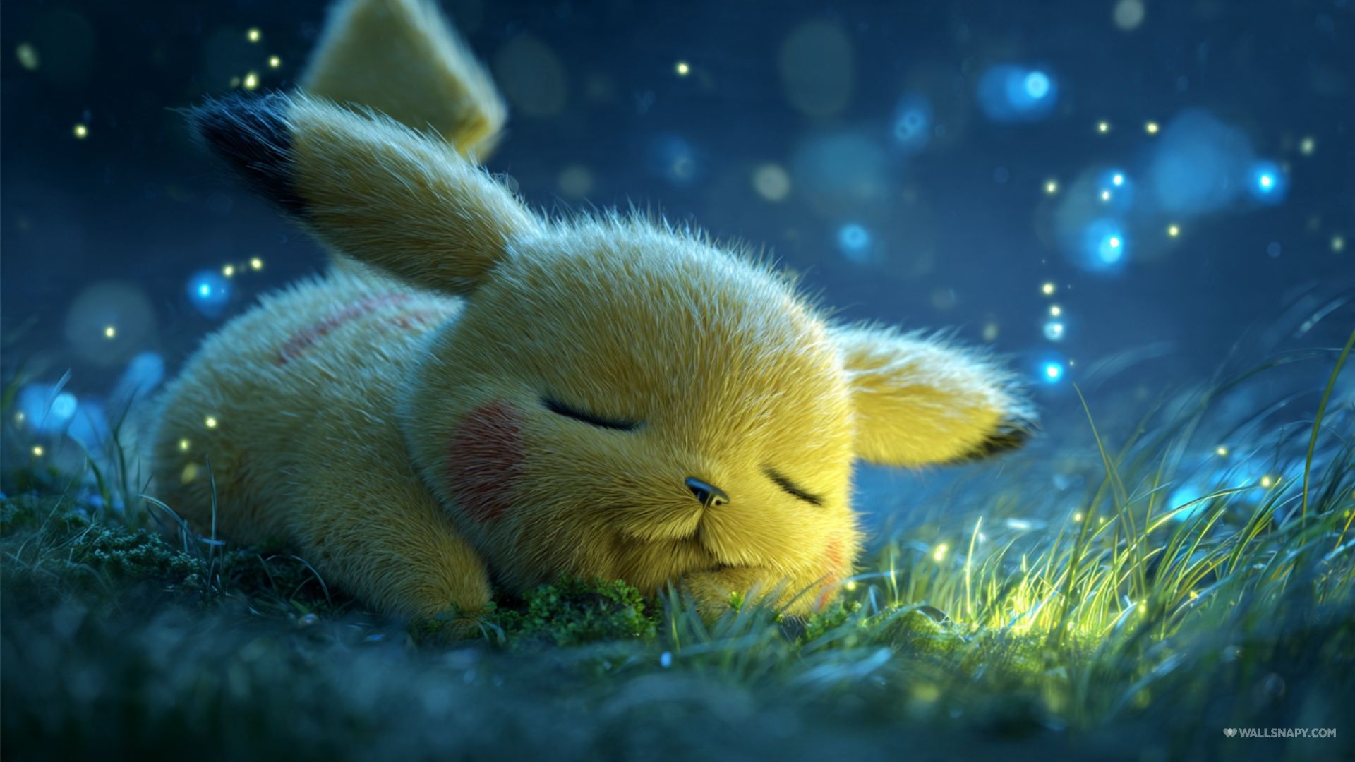 1920x1080 Cute pikachu sleeping light glow pc wallpaper HD free