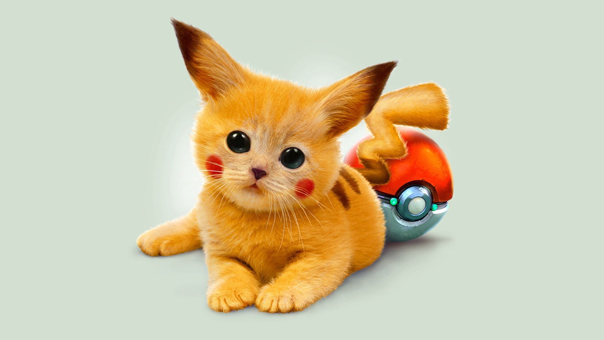 1920x1080 Download wallpaper 1920x1080 art, kitty, pokemon, red eyes, pikachu HD background