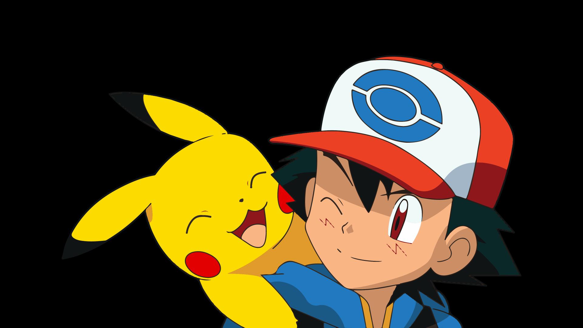 1920x1080 Pikachu Ash Wallpaper 4K, Pokemon, Black background