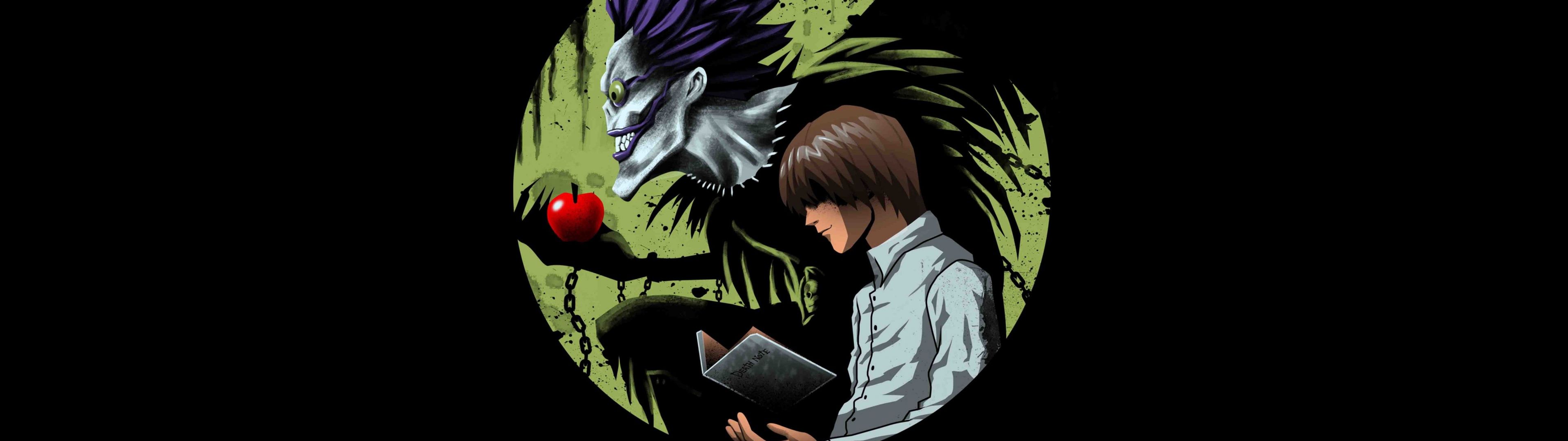 3840x1080 Light Yagami Wallpaper 4K, Death Note, 5K, Black background