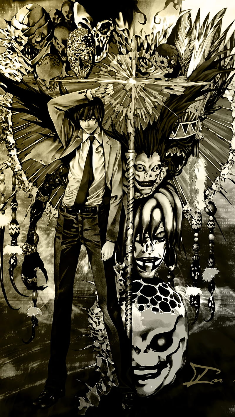 800x1422 Death Note, amane, anime, deathnote, light, misa, shinigami, HD phone wallpaper