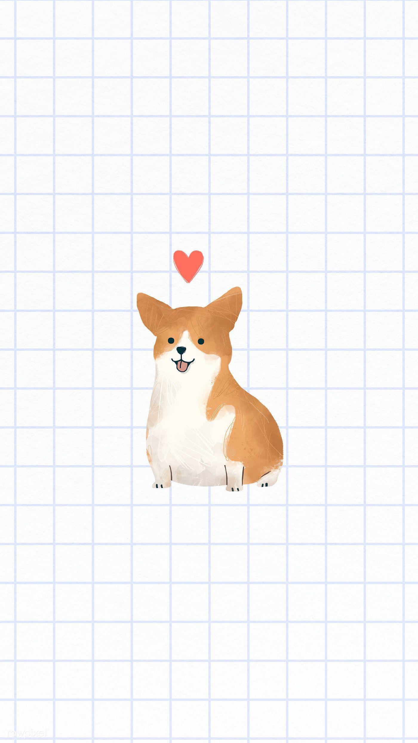 1400x2489 Download premium illustration of Corgi with a pink heart mobile