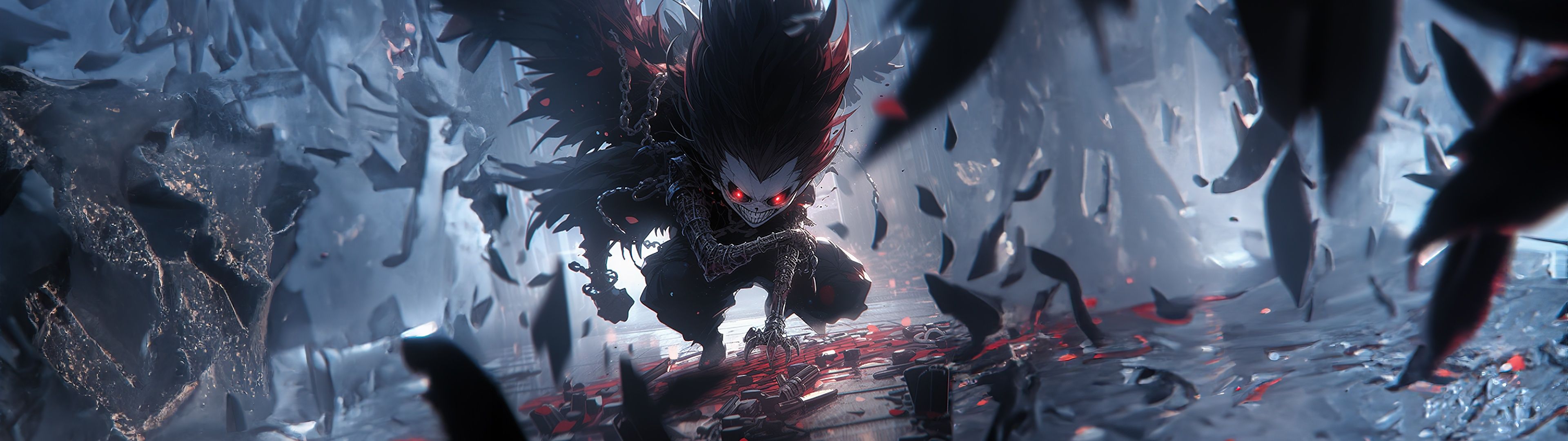 3840x1080 Ryuk Wallpaper 4K, Death Note, AI art, Midjourney
