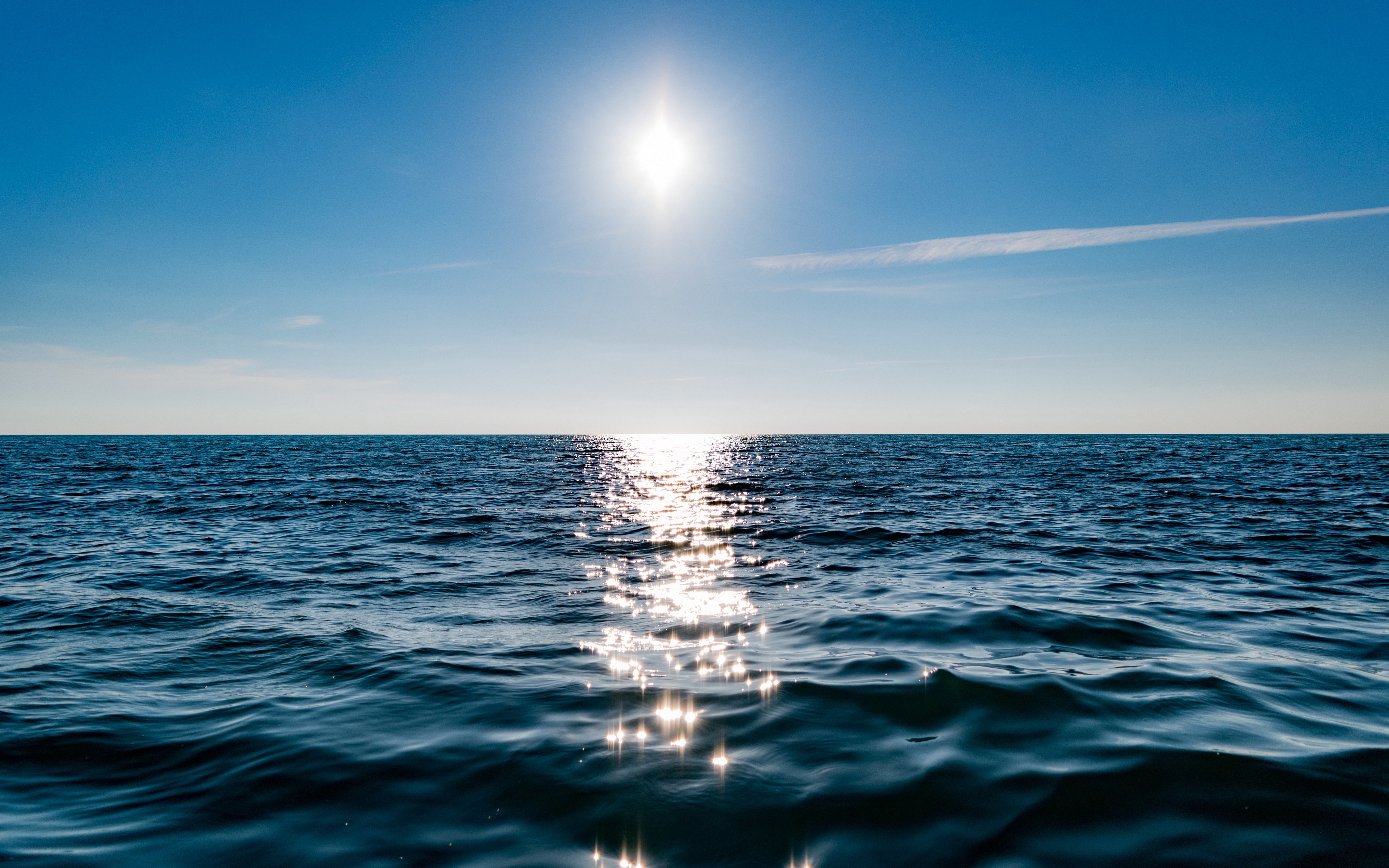 3840x2400 Wallpaper sea, the sky, water, the sun, light, depth, horizon, relax for mobile and desktop, section природа, resolution 3840x2400