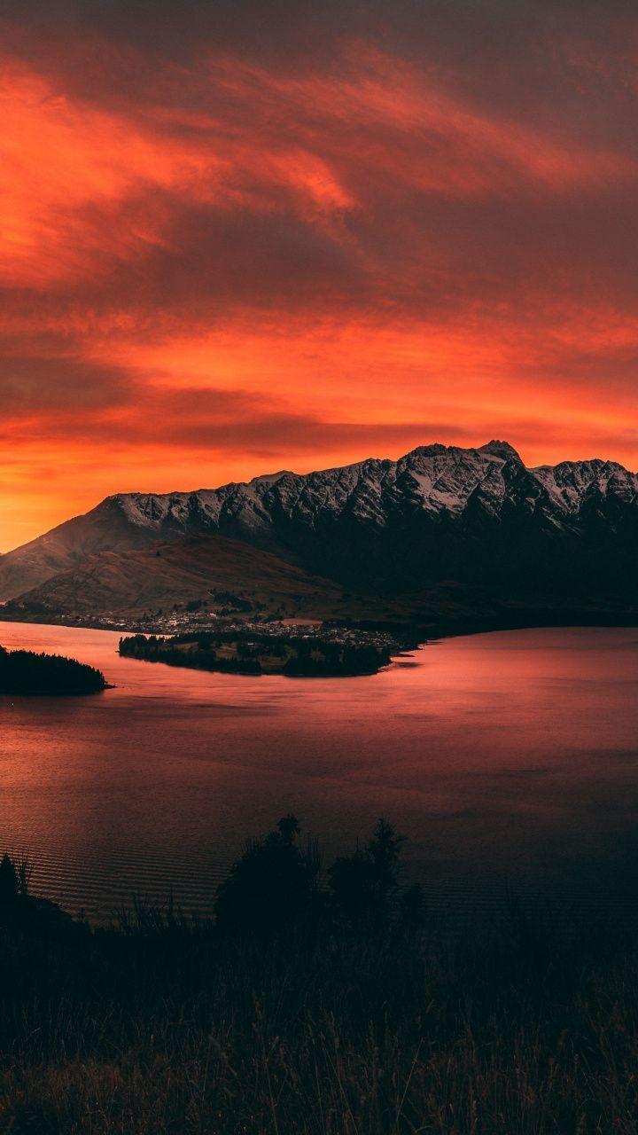 720x1280 Sunset, mountains, lake, Queenstown, New Zealand, 720x1280