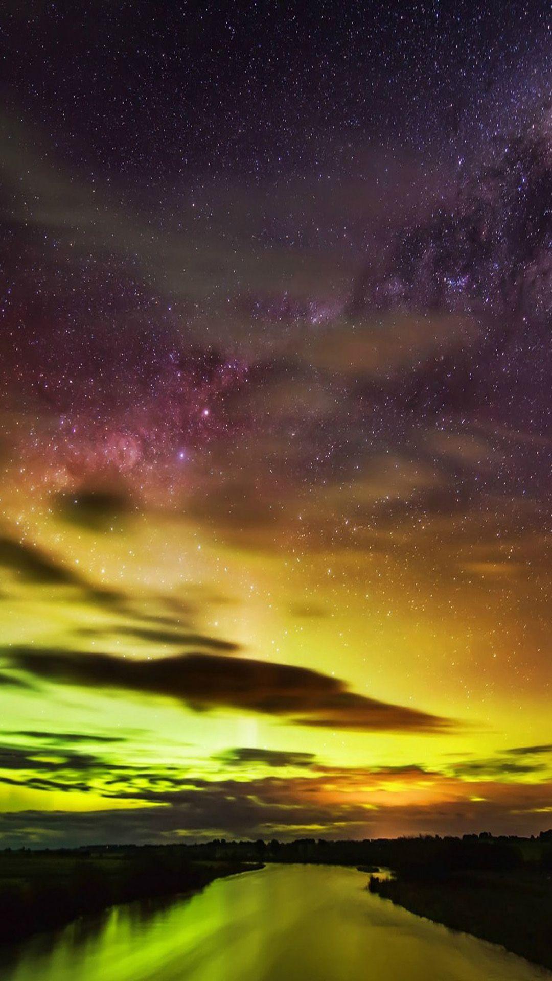 1080x1920 New Zealand Southern Lights Aurora River Night Sky 4K Ultra HD