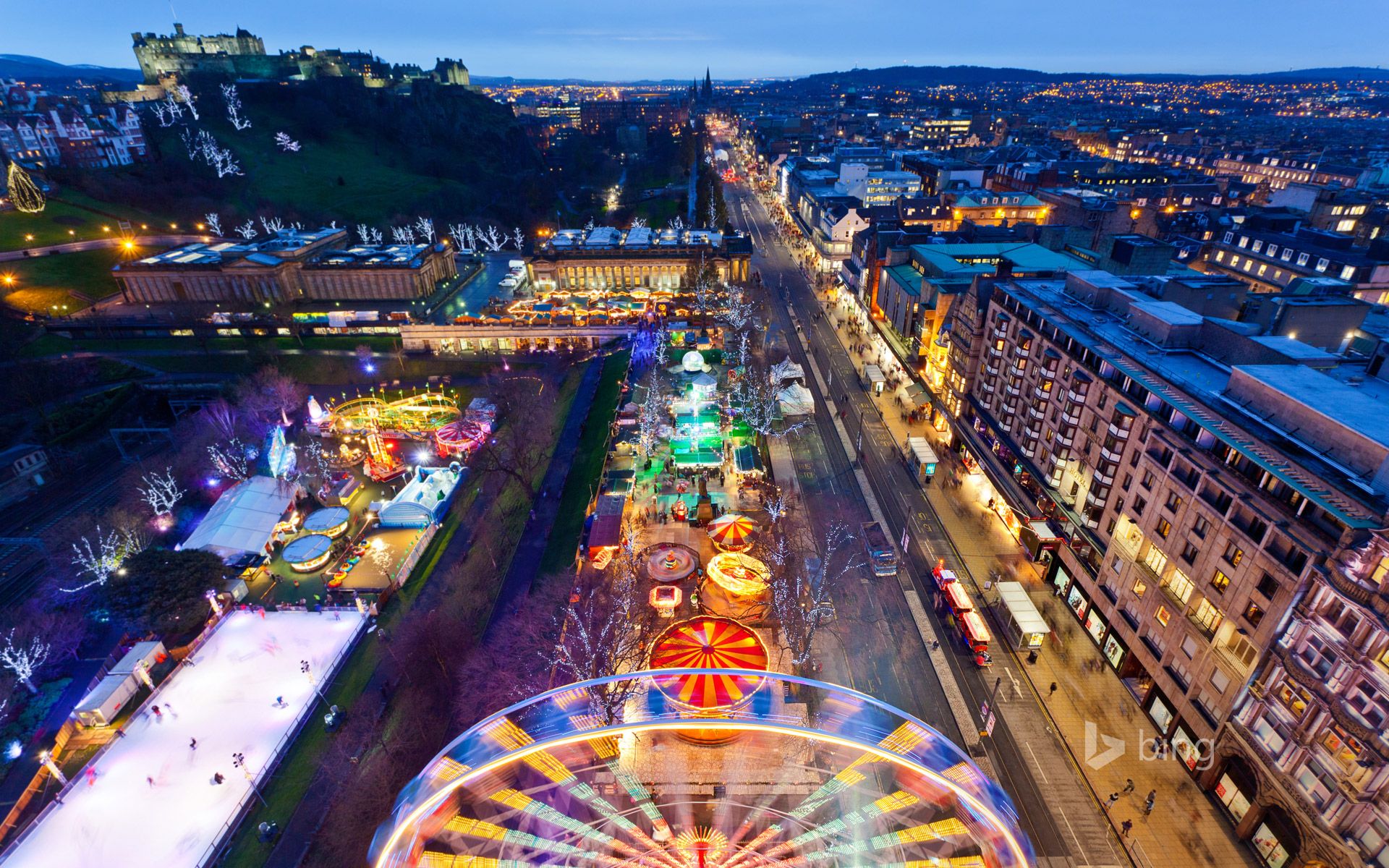 1920x1200 Christmas market on Princes Street, Edinburgh Wallpaper