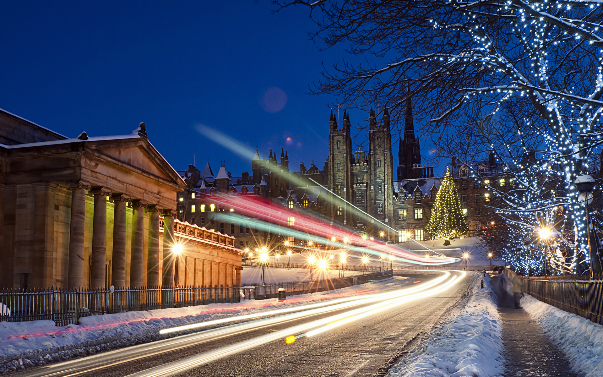 1920x1200 Wallpaper winter, night, the city, lights, Scotland, UK, Scotland, Edinburgh for mobile and desktop, section город, resolution 1920x1200